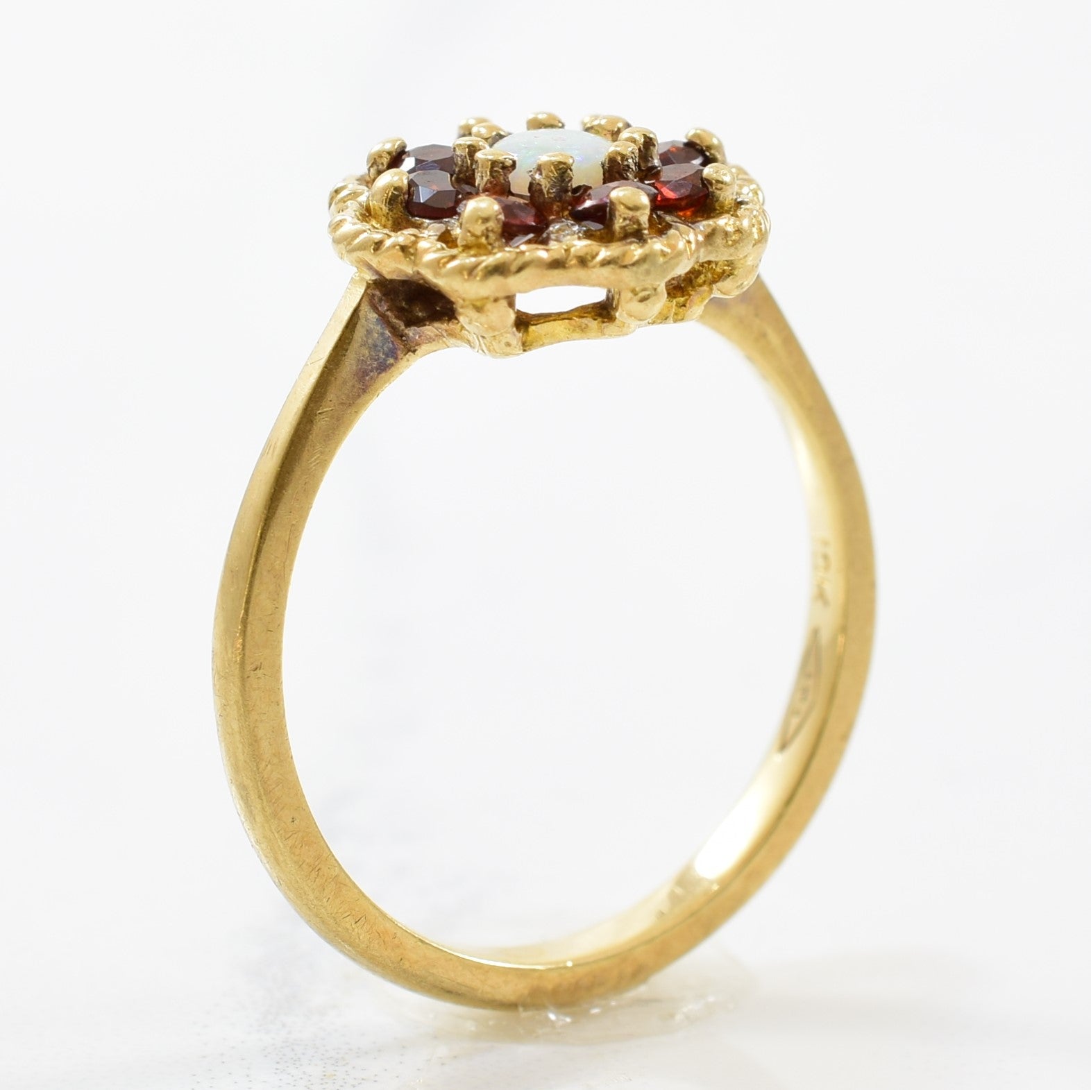 Garnet & Opal Floral Ring | 0.10ct, 0.40ctw | SZ 5.75 |