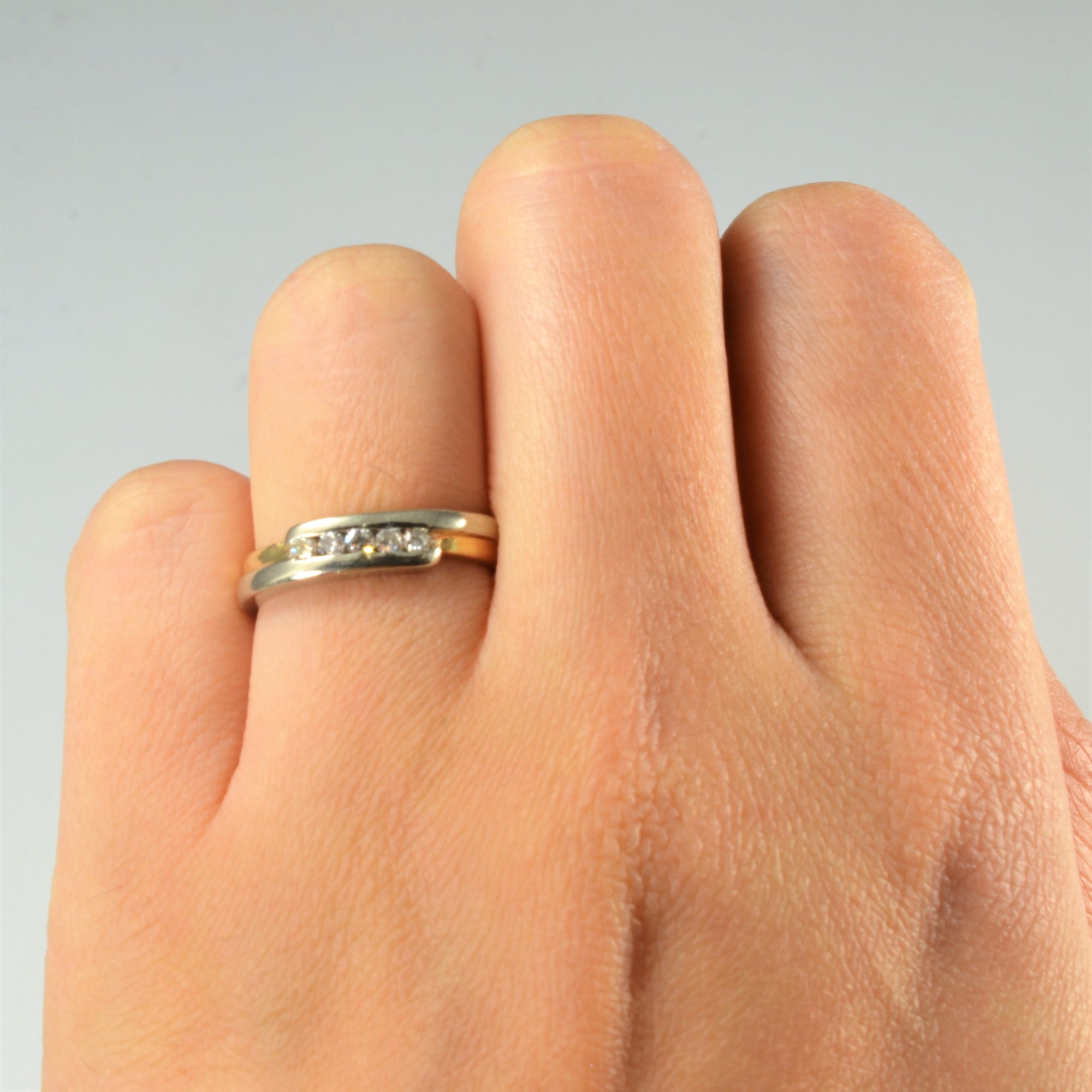 Channel Set Diamond Bypass Ring | 0.15ctw | SZ 4.25 |