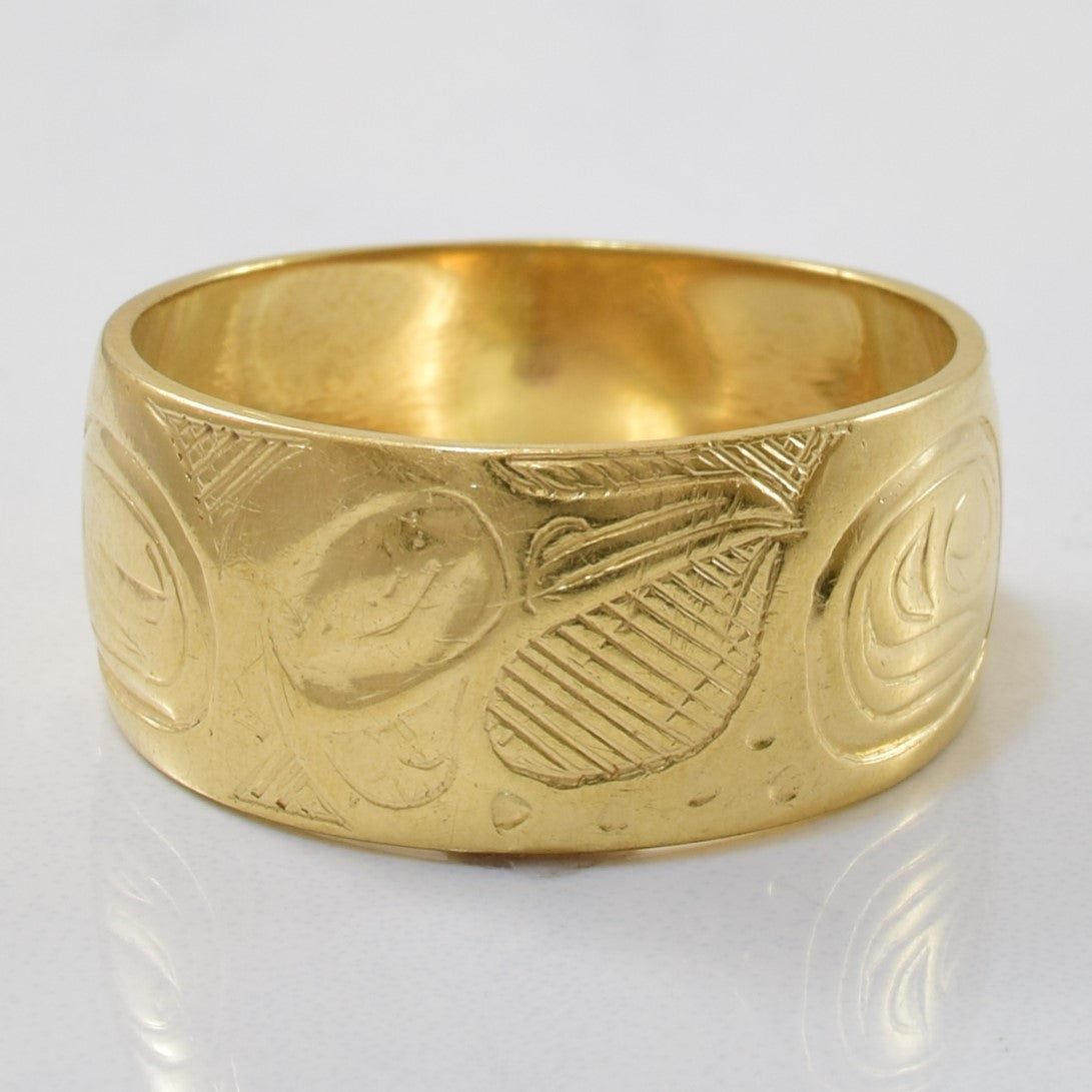 Indigenous Carved Gold Band | SZ 10 |