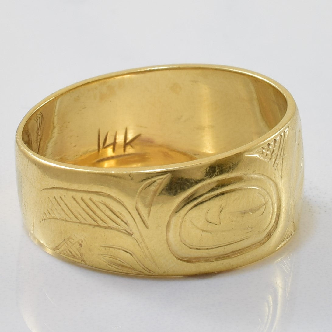 Indigenous Carved Gold Band | SZ 10 |