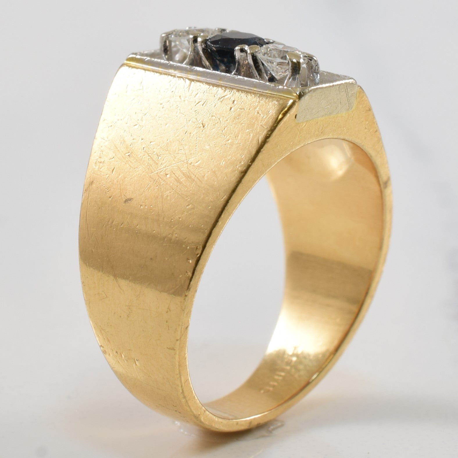 Vertical Diamond & Sapphire Ring | 0.23ct, 0.18ctw | SZ 6 |