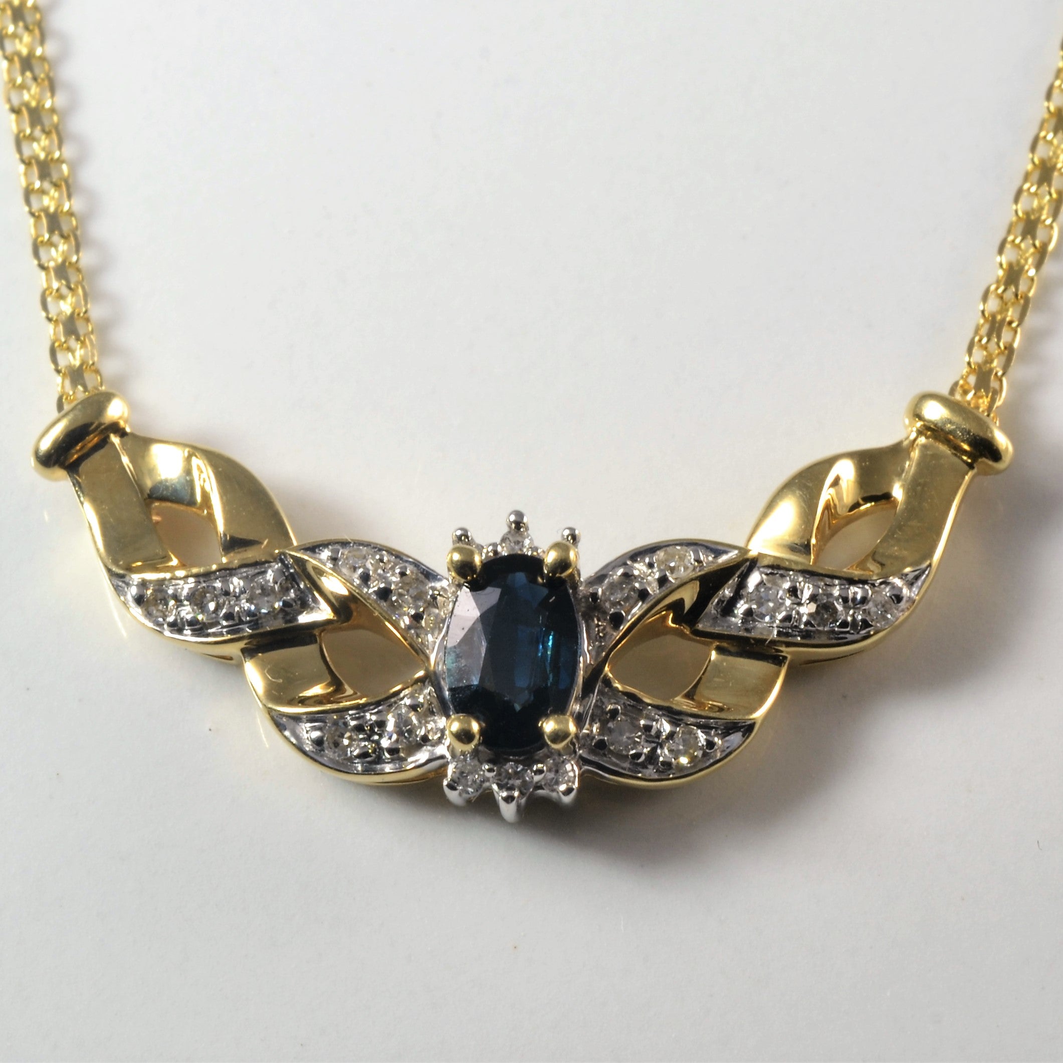 Sapphire & Diamond Necklace | 0.30ct, 0.10ctw| 16.5"|