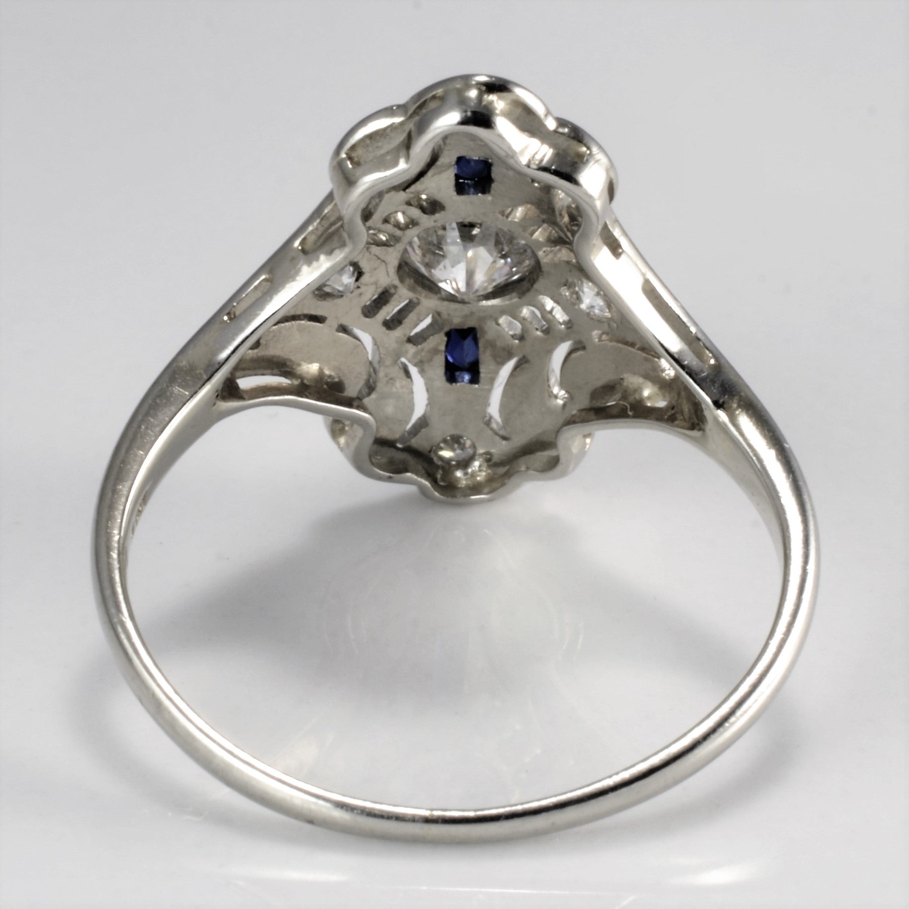 Vintage Art Deco Diamond & Sapphire Engagement Ring | 0.71 ctw, SZ 6 |