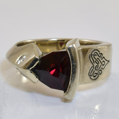 Triangle Garnet & Diamond Ring | 1.65ct, 0.14ctw | SZ 7 |