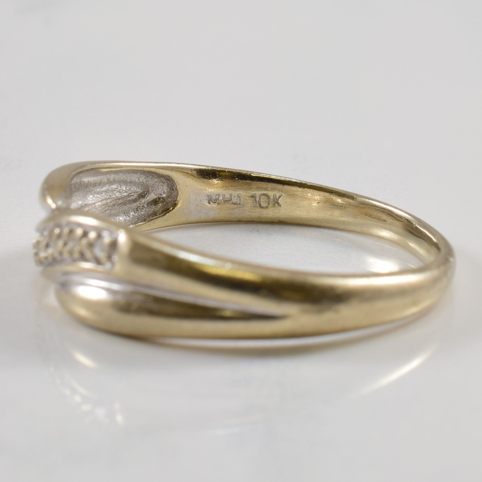 Pave Diamond Crossover Ring | 0.03ctw | SZ 9.25 |