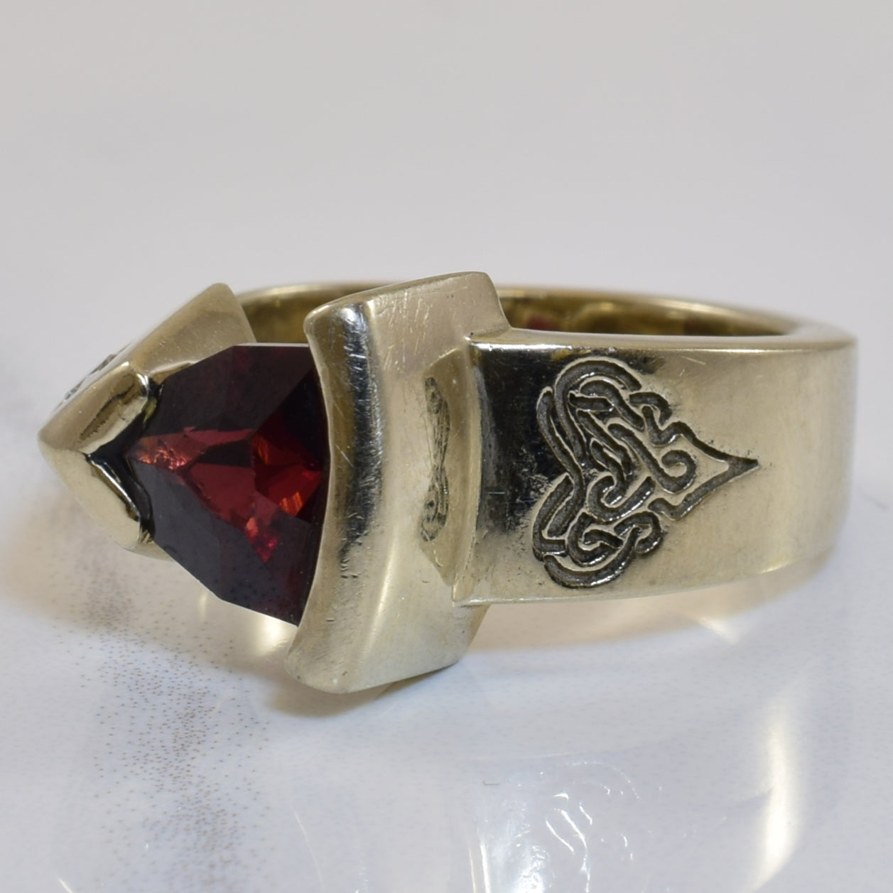 Triangle Garnet & Diamond Ring | 1.65ct, 0.14ctw | SZ 7 |