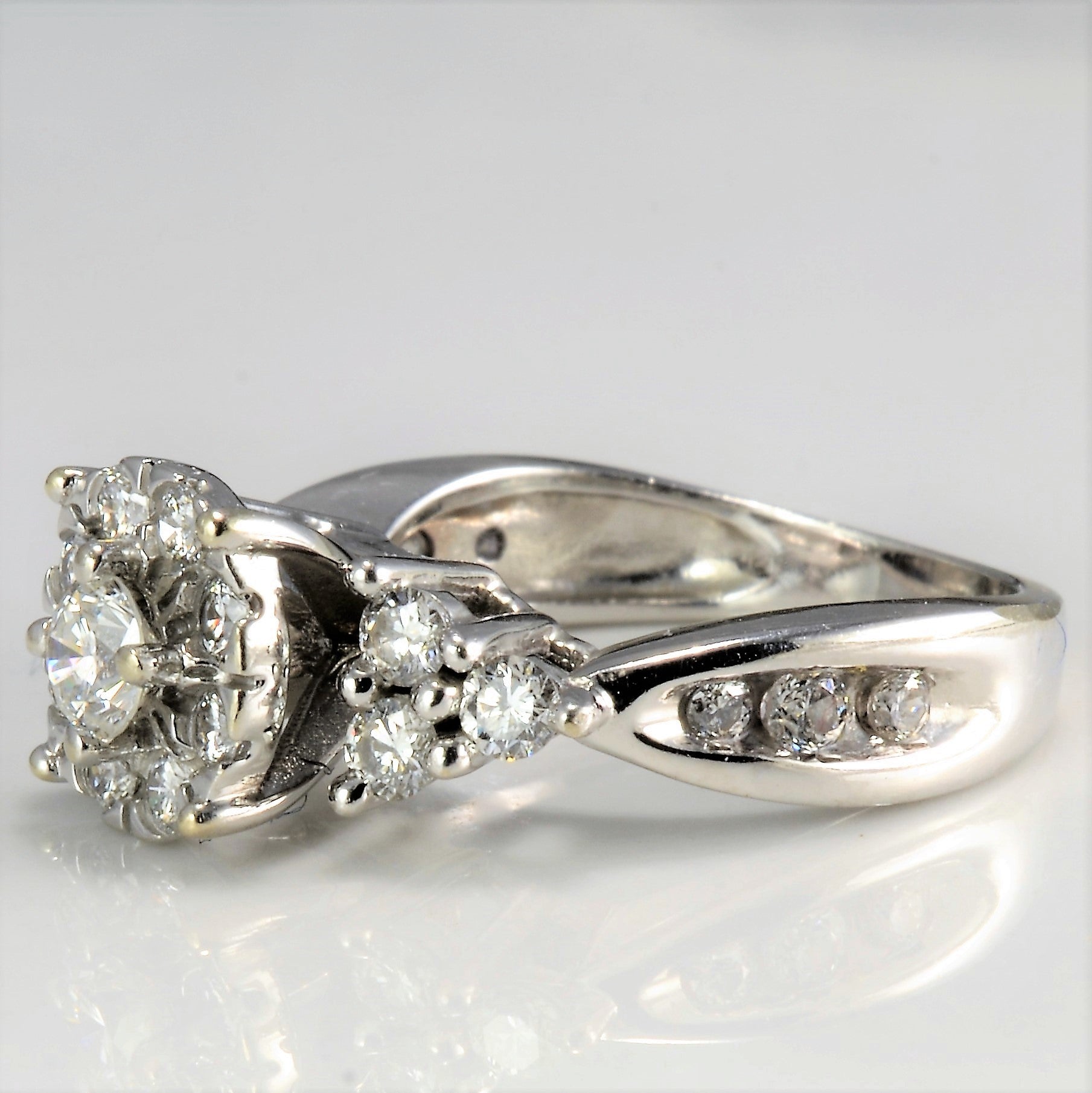 High Cluster Set Diamond Engagement Ring | 0.56ctw | SZ 3 |