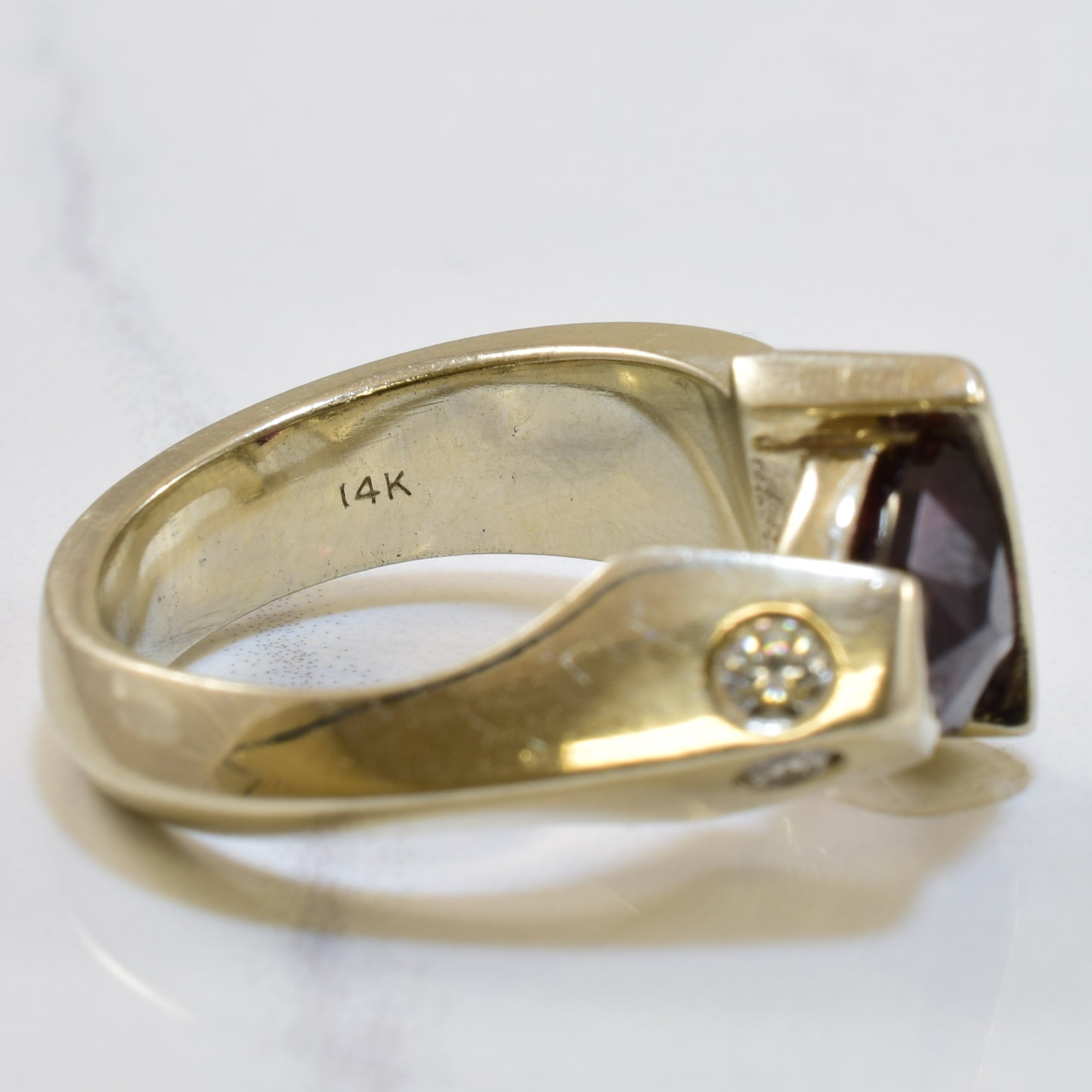 Triangle Garnet & Diamond Ring | 1.65ct, 0.14ctw | SZ 7 |