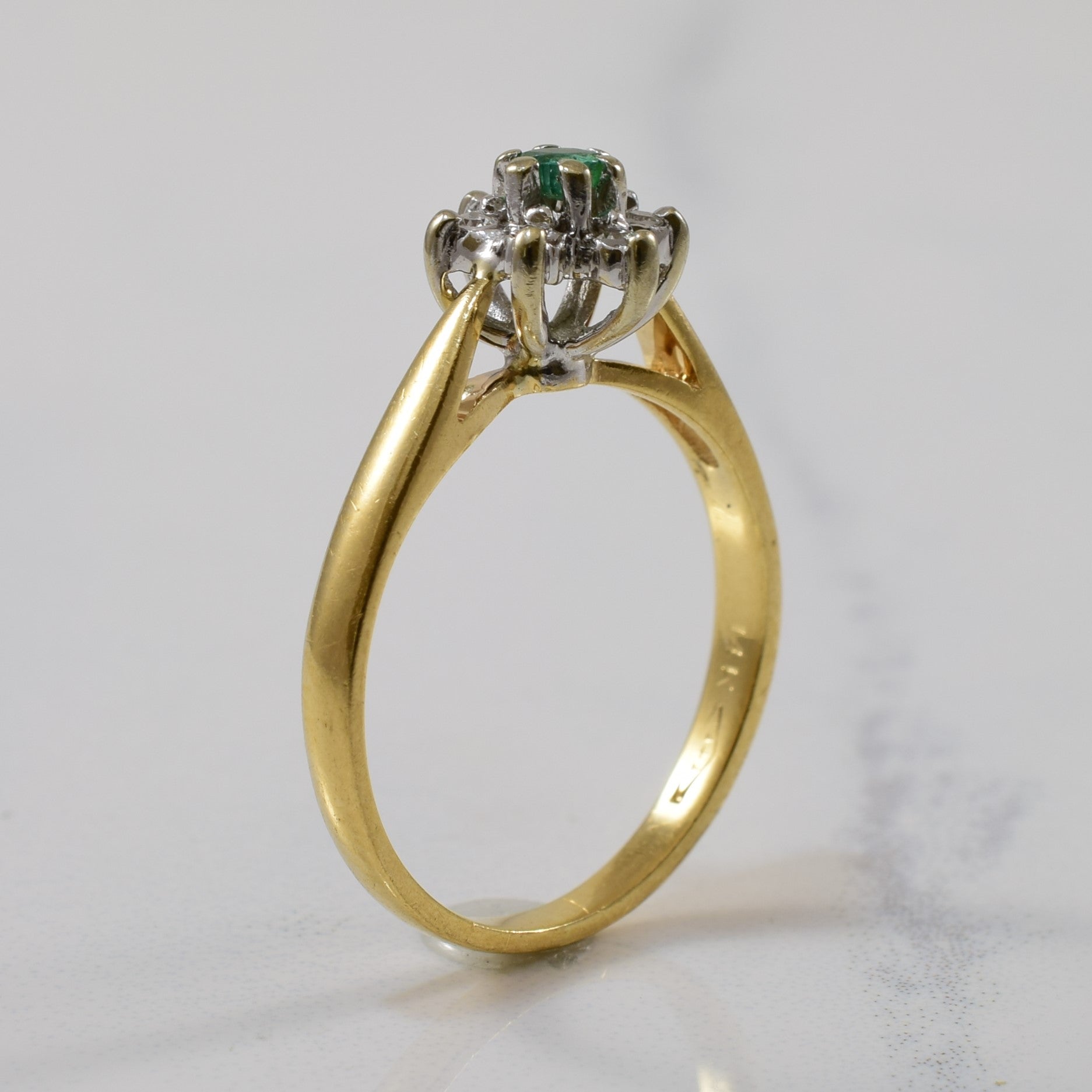 Emerald & Diamond Halo Ring | 0.06ct, 0.06ctw | SZ 5.75 |