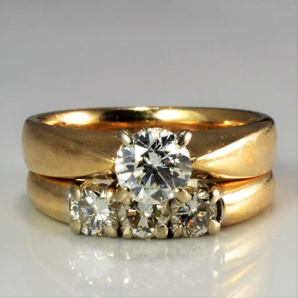 Prong Set Diamond Engagement Ring Set | 0.87 ctw, SZ 4 |
