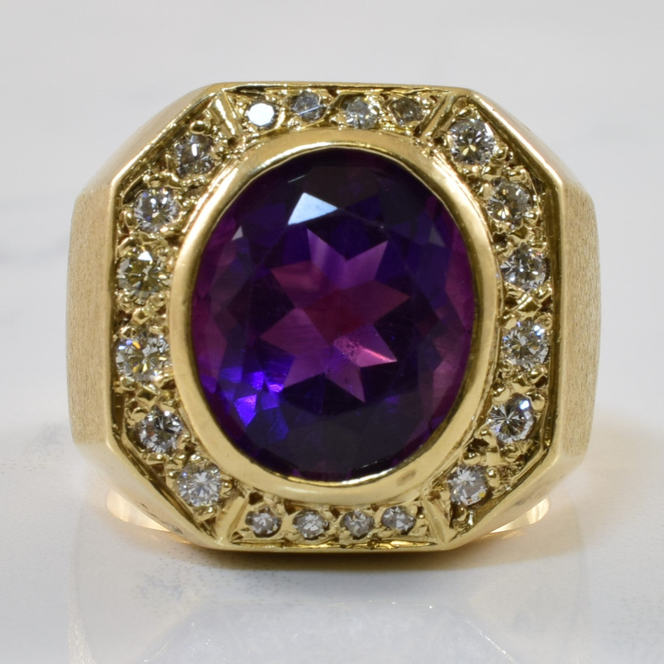 Vivid Amethyst & Diamond Halo Ring | 9.00ct, 0.56ctw | SZ 10.5 |