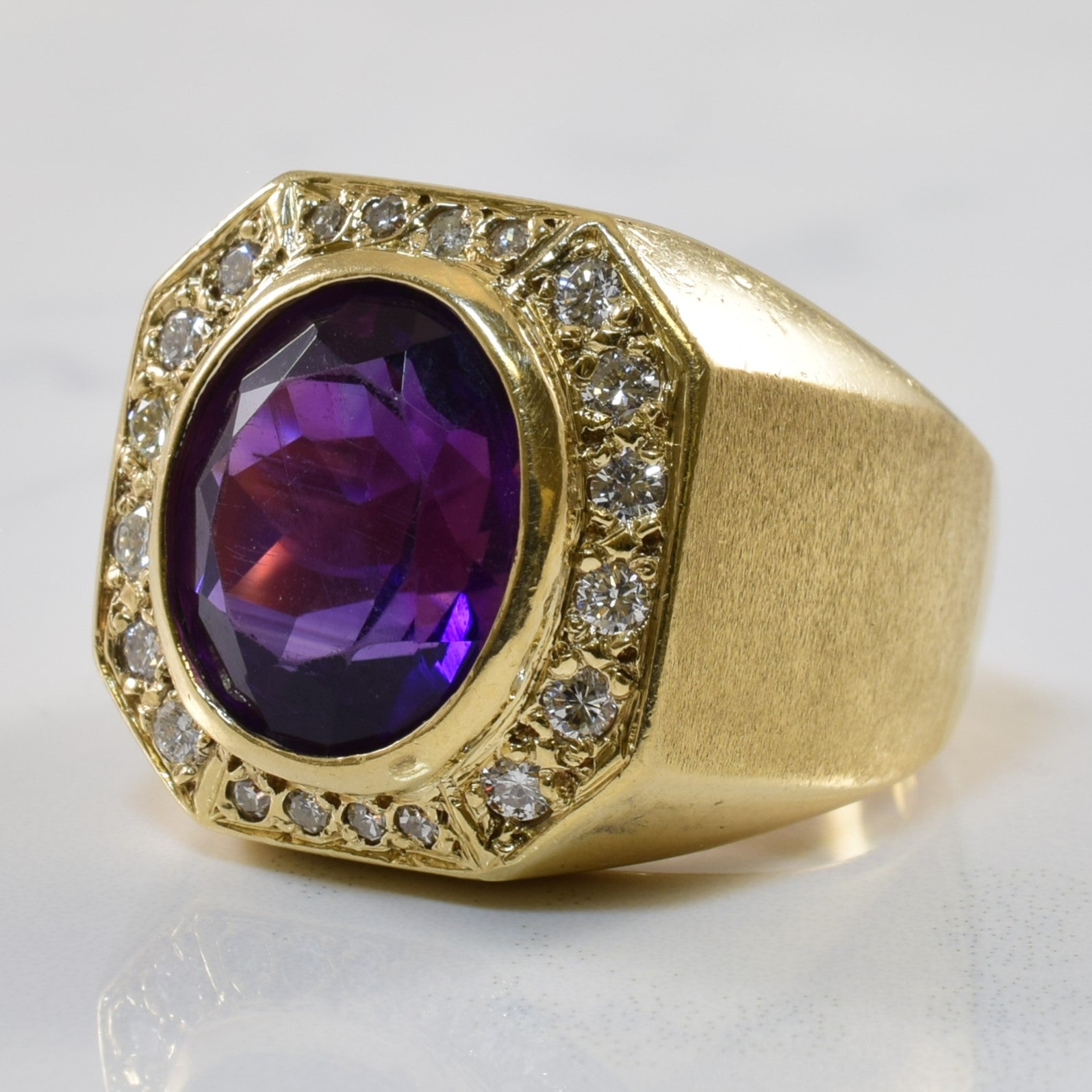 Vivid Amethyst & Diamond Halo Ring | 9.00ct, 0.56ctw | SZ 10.5 |