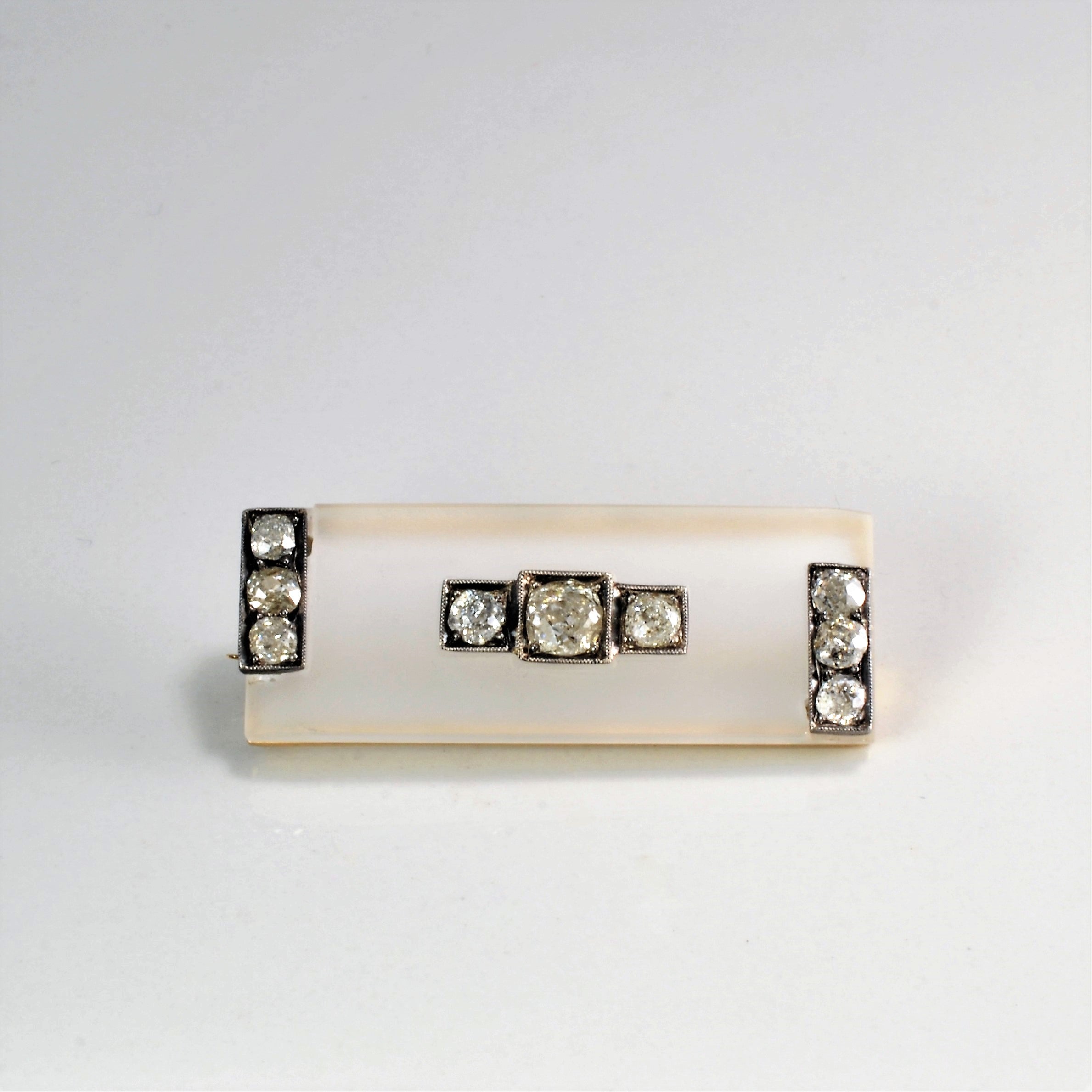 Art Deco Diamond & Camphor Glass Brooch | 0.86 ctw |