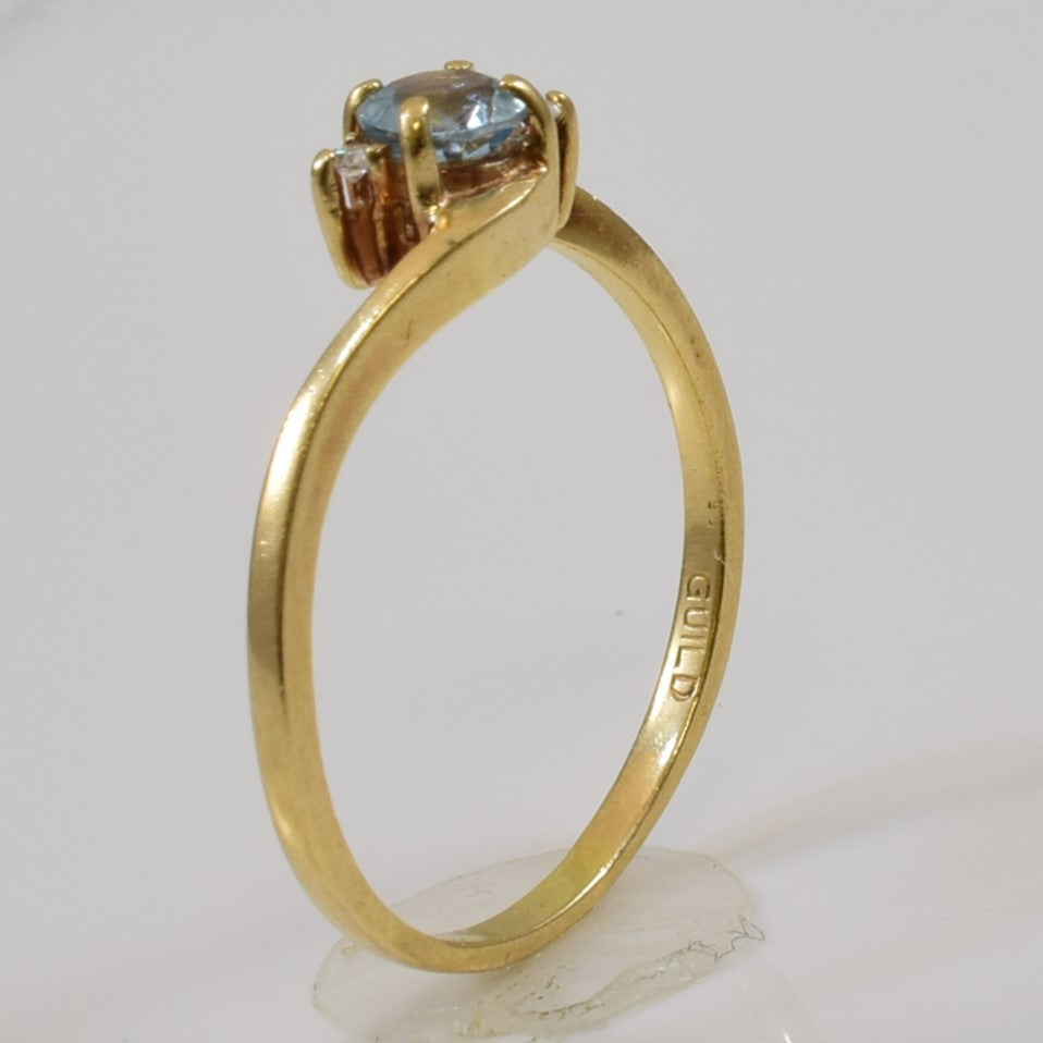 Aquamarine & Diamond Bypass Ring | 0.25ct, 0.02ctw | SZ 8 |