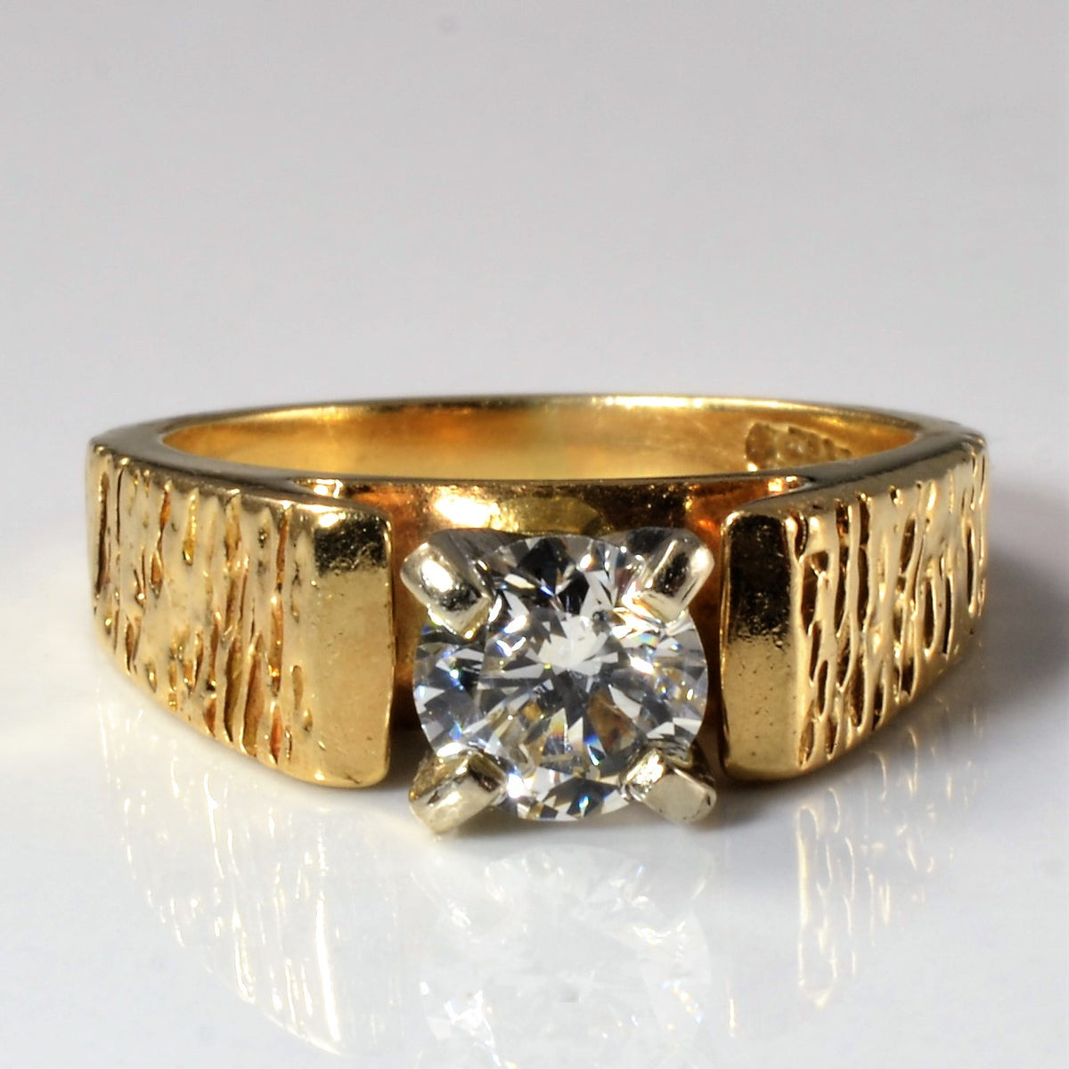 Textured Band Solitaire Engagement Ring | 0.88ct | SZ 6 | Vintage ...