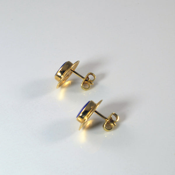 'Cavelti' Bezel Set Lapis Lazuli Stud Earrings | 1.20ctw |