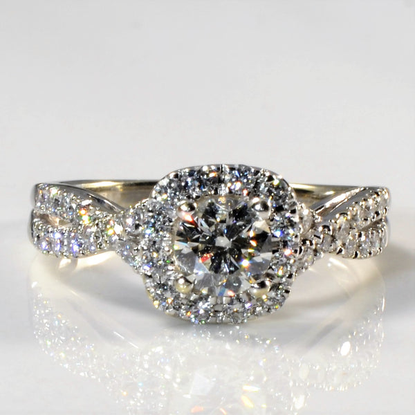 Braided Band Halo Diamond Engagement Ring | 1.06ctw | SZ 7 |
