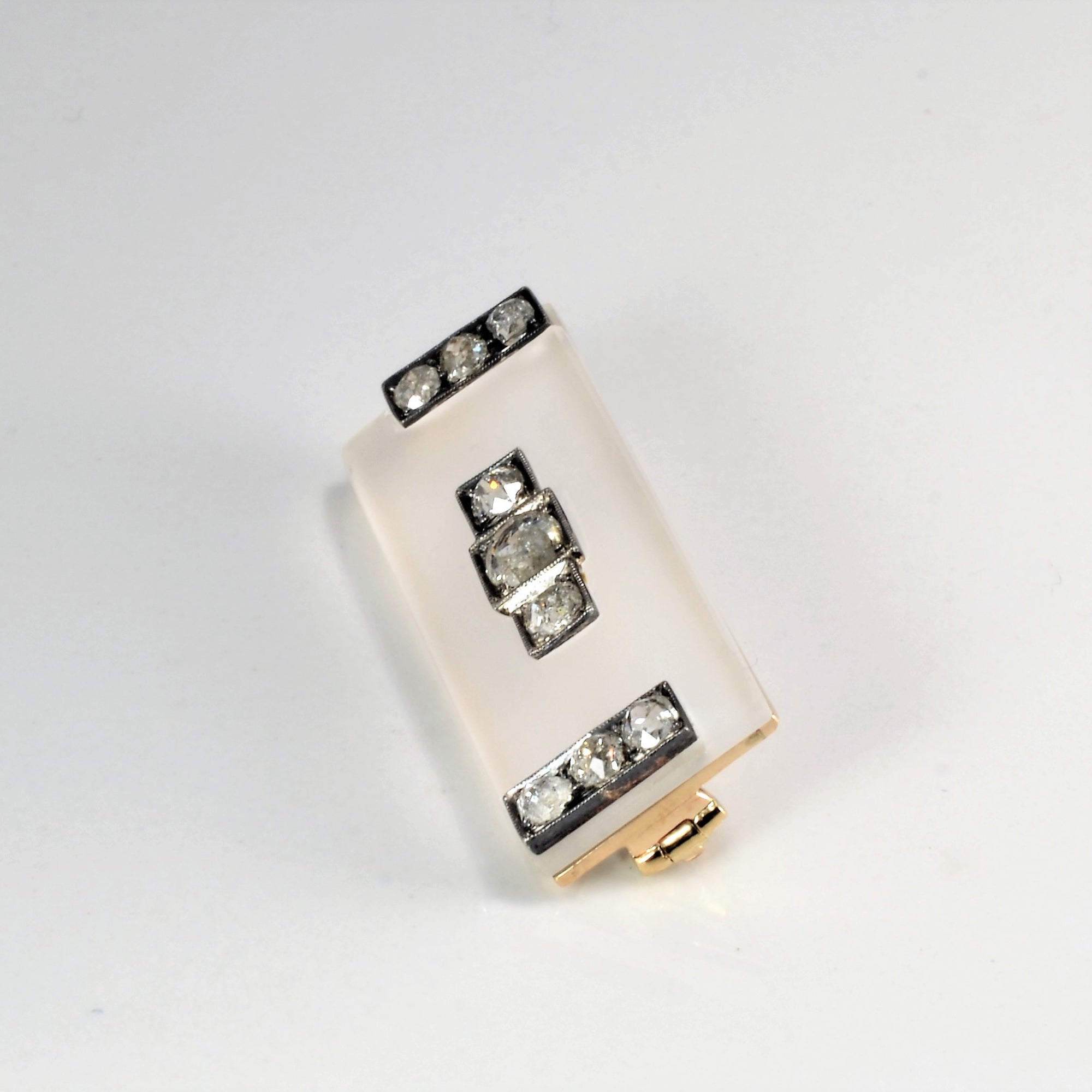 Art Deco Diamond & Camphor Glass Brooch | 0.86 ctw |