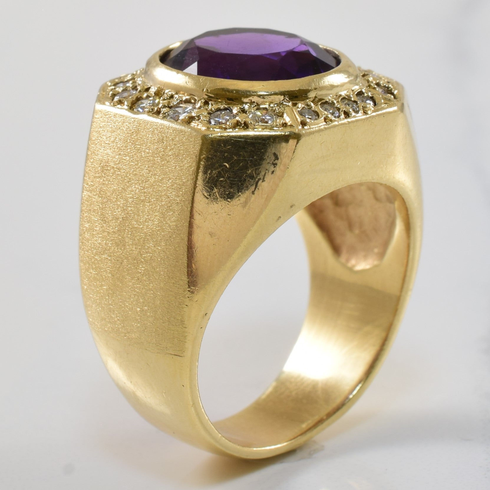 Vivid Amethyst & Diamond Halo Ring | 9.00ct, 0.56ctw | SZ 10.5 |