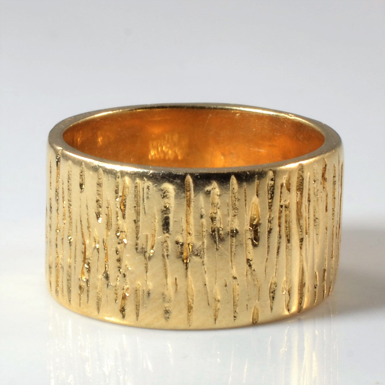 Textured Yellow Gold Cigar Band | SZ 5.25 |