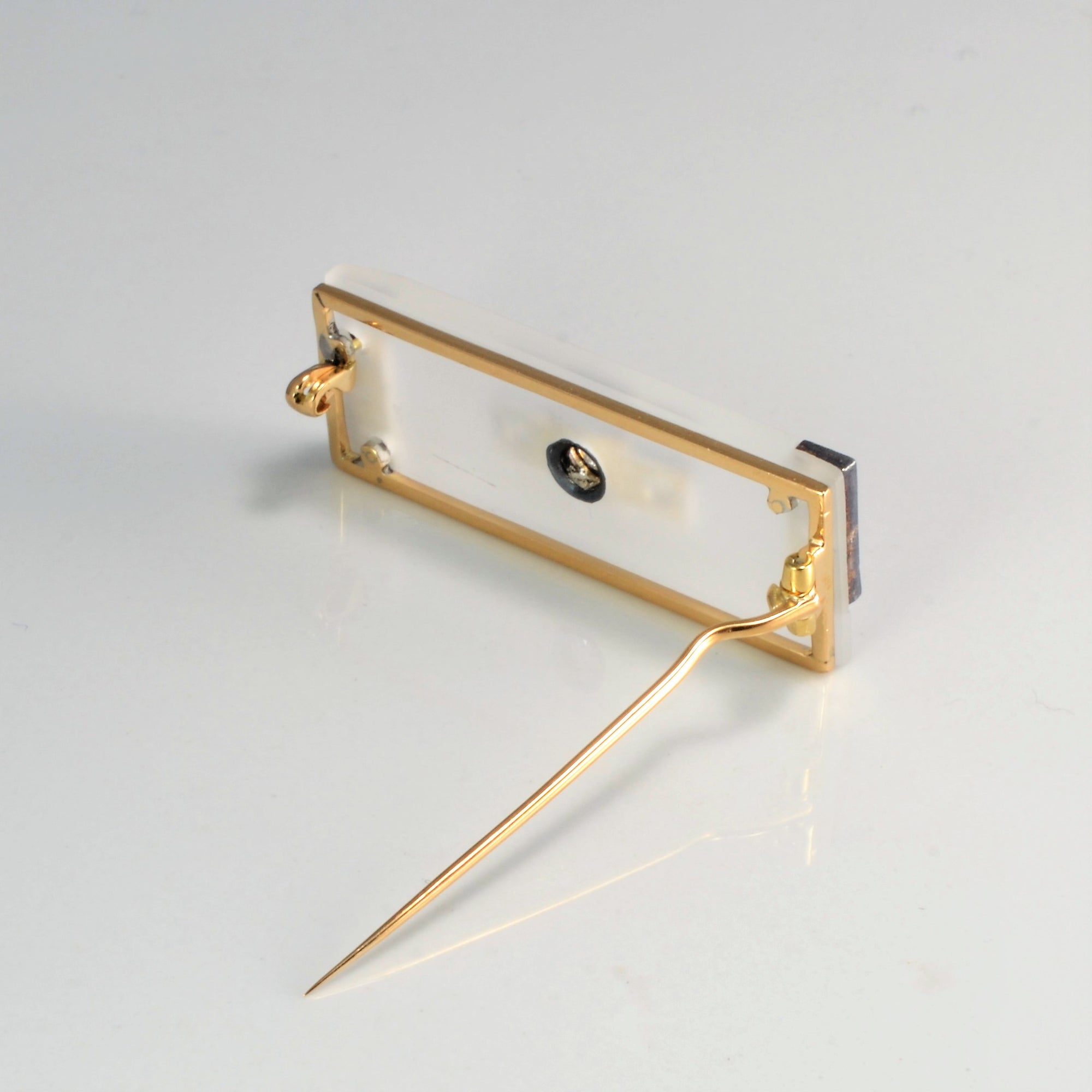 Art Deco Diamond & Camphor Glass Brooch | 0.86 ctw |