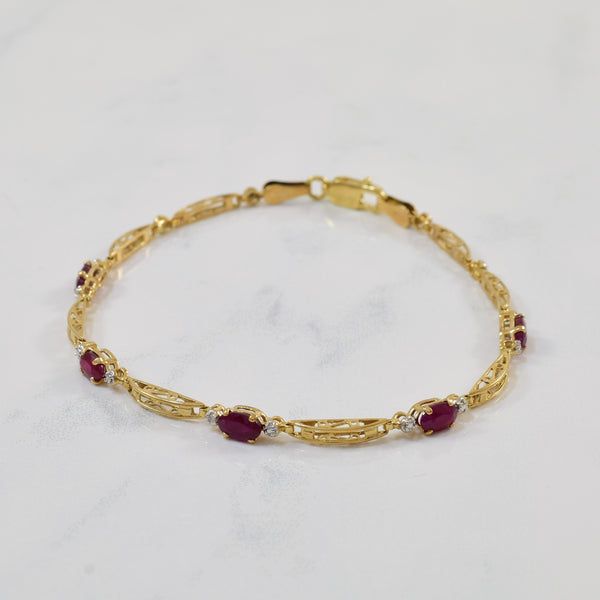 Ruby & Diamond Bracelet | 1.50ctw, 0.005ctw | 7