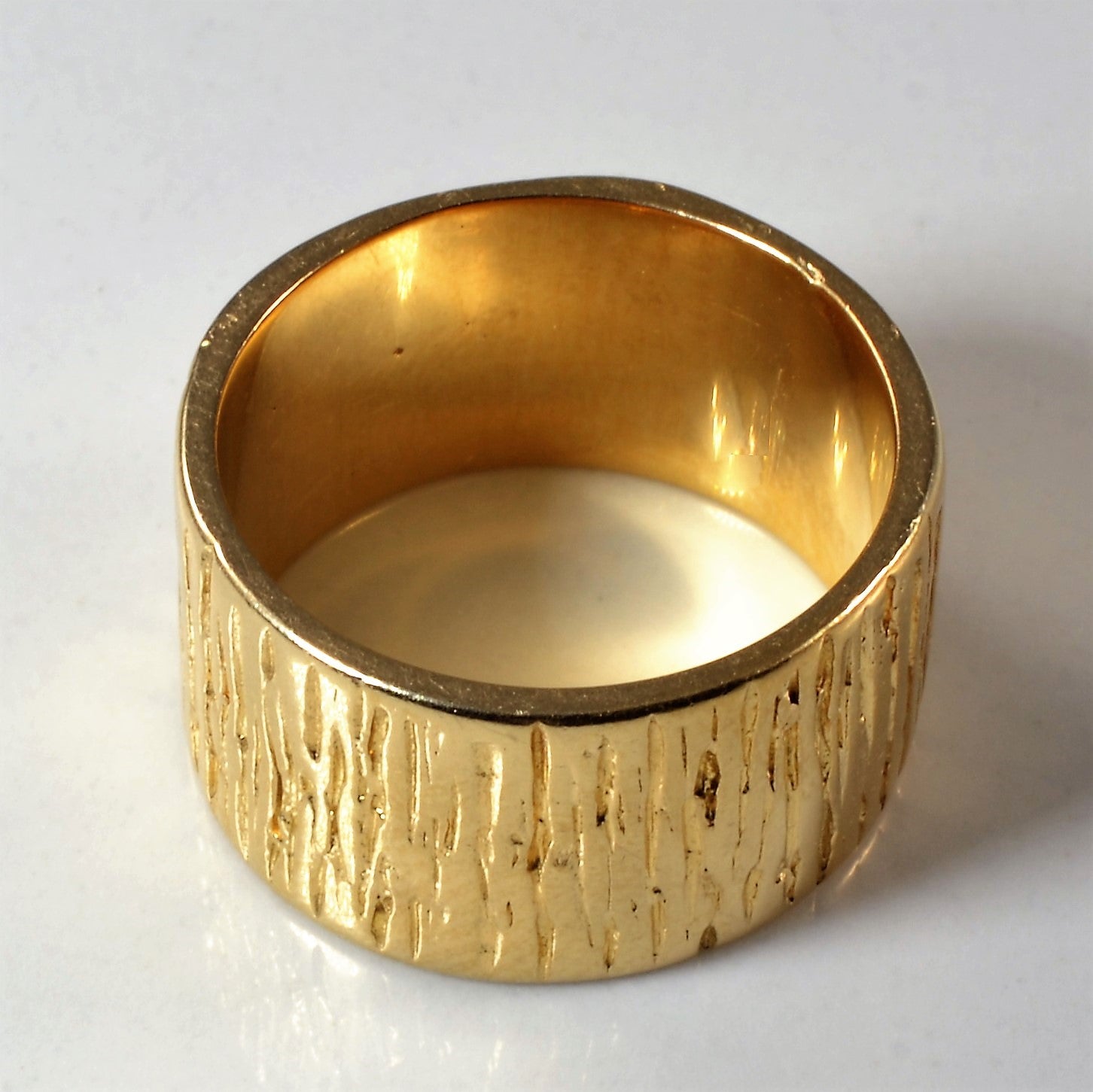 Textured Yellow Gold Cigar Band | SZ 5.25 |