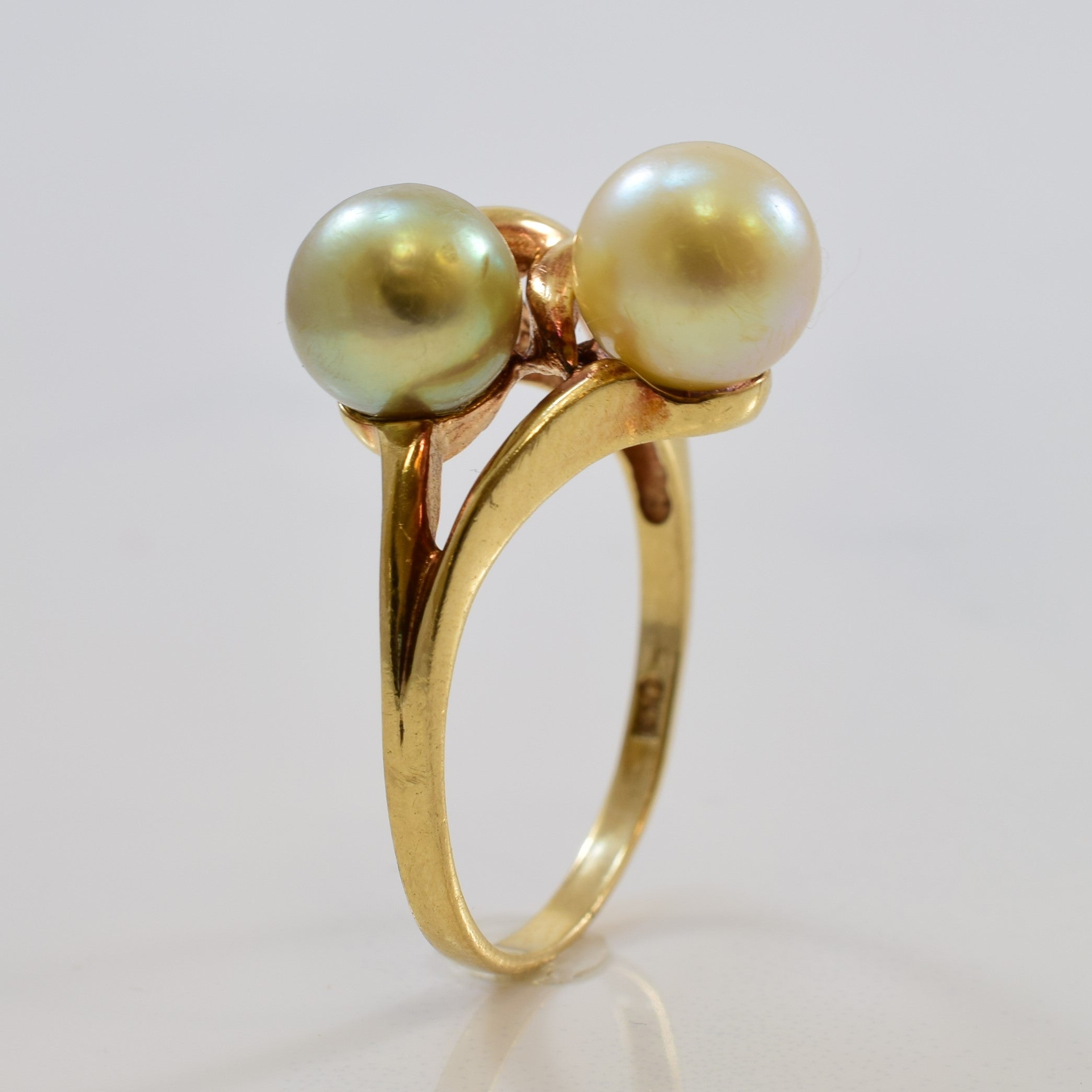 Split Shank Pearl Bypass Ring | 2.90ctw | SZ 6.75 |