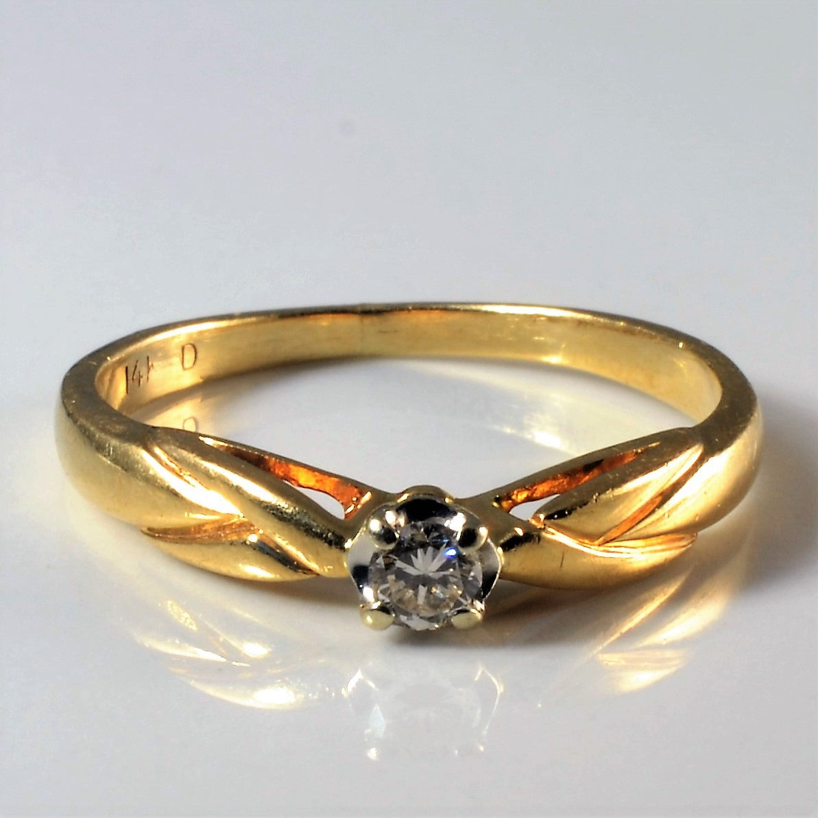 Solitaire Diamond Bypass Ring | 0.10ct | SZ 7.5 |