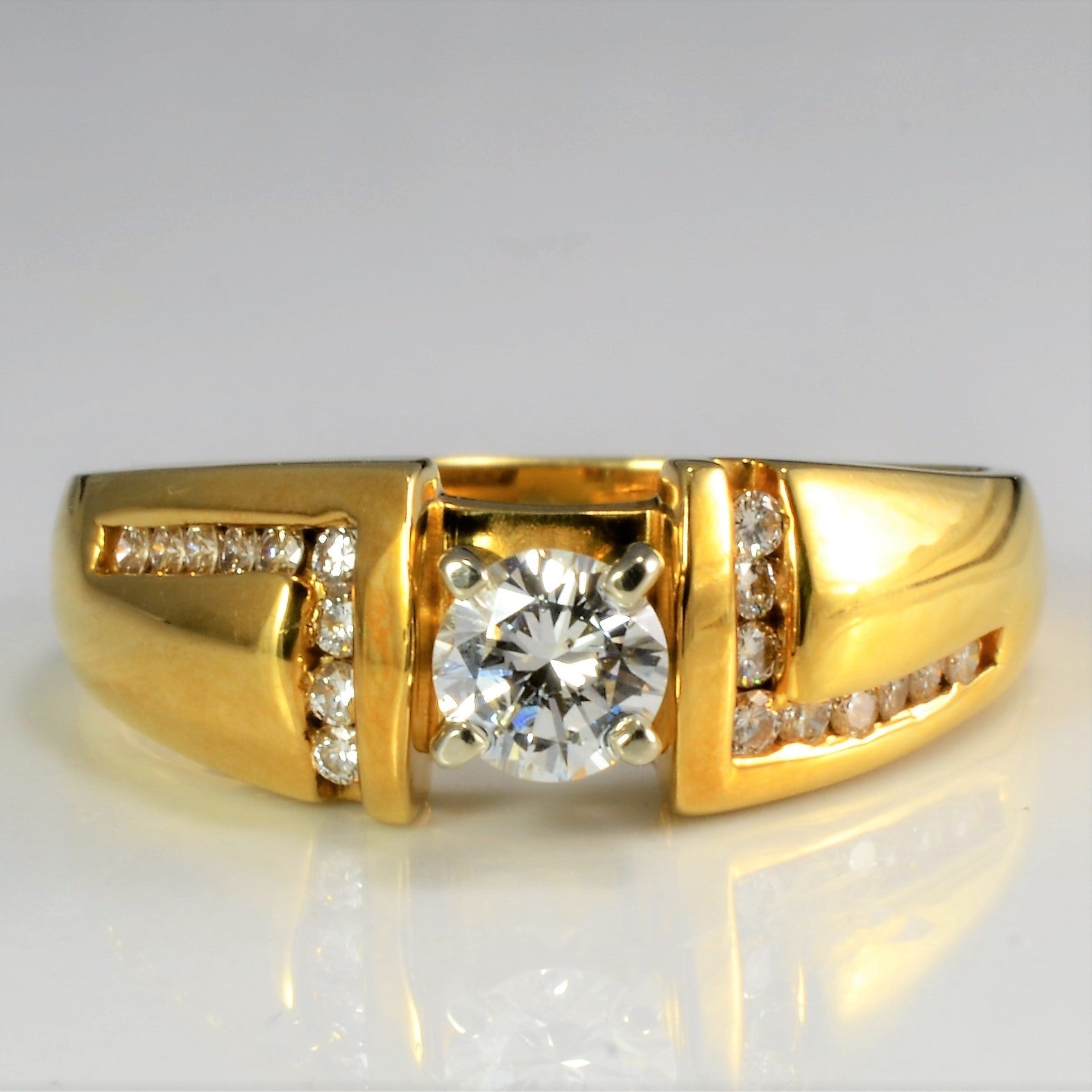 Tapered Solitaire with Accents Diamond Engagement Ring | 0.54 ctw, SZ 9.25 |