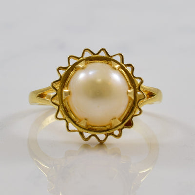 Wavy Halo Pearl Cocktail Ring | 4.34ct | SZ 8.25 |