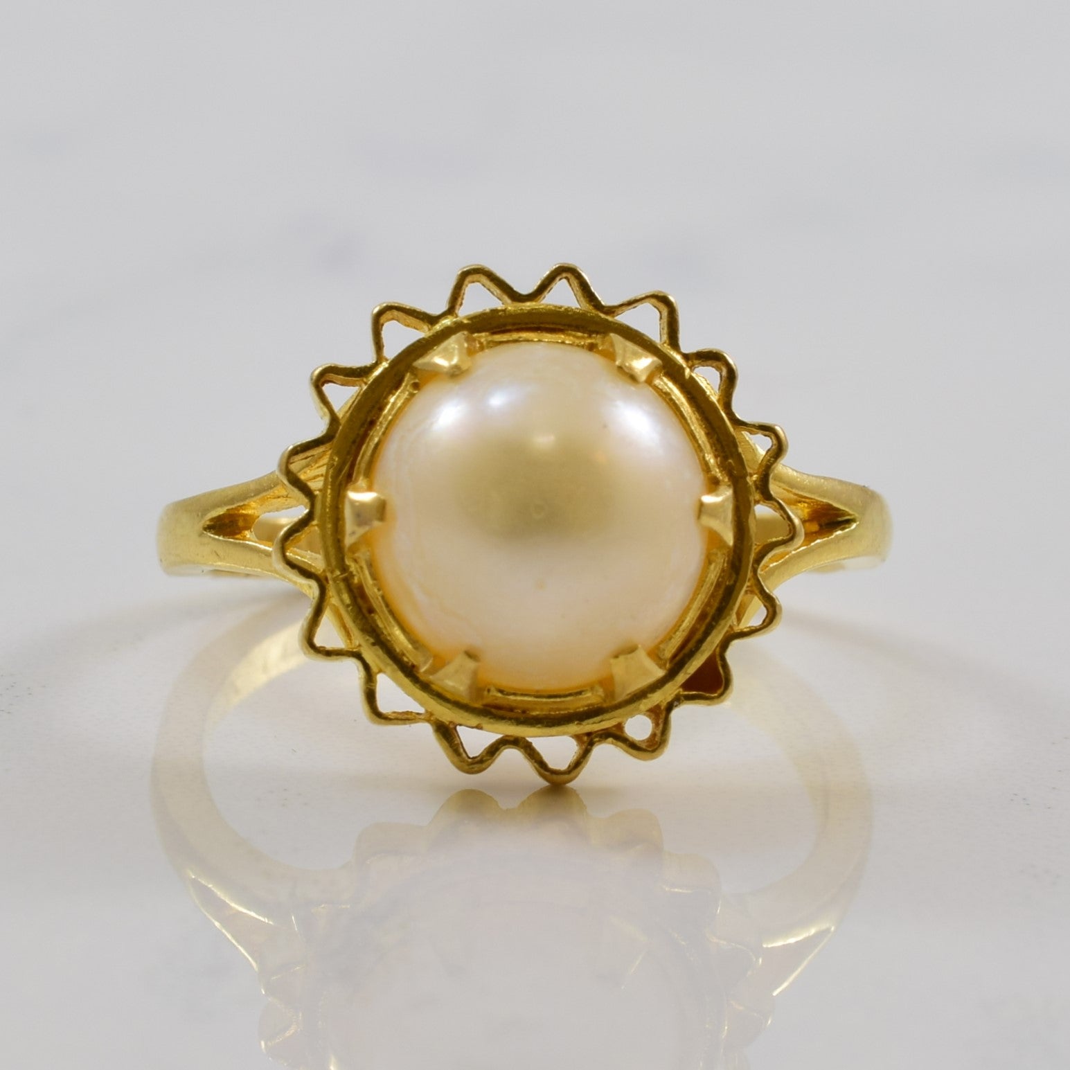 Wavy Halo Pearl Cocktail Ring | 4.34ct | SZ 8.25 |