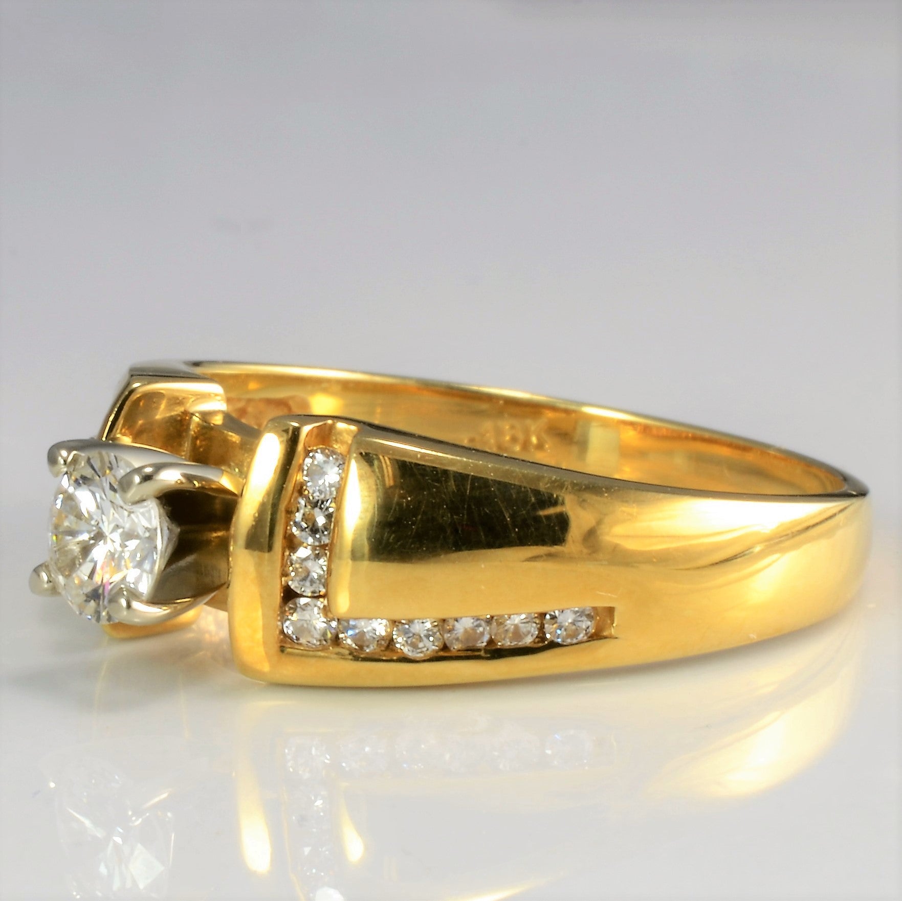 Tapered Solitaire with Accents Diamond Engagement Ring | 0.54 ctw, SZ 9.25 |