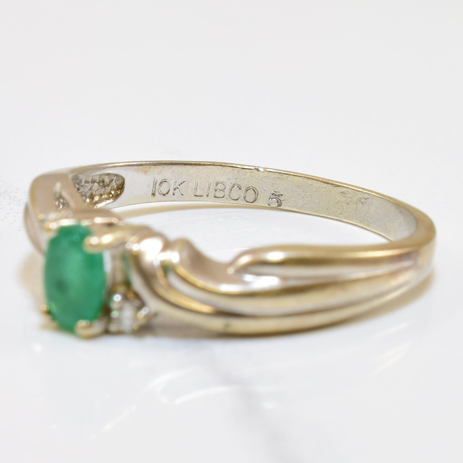 Emerald & Diamond Bypass Ring | 0.19ct, 0.02ct | SZ 6.5 |