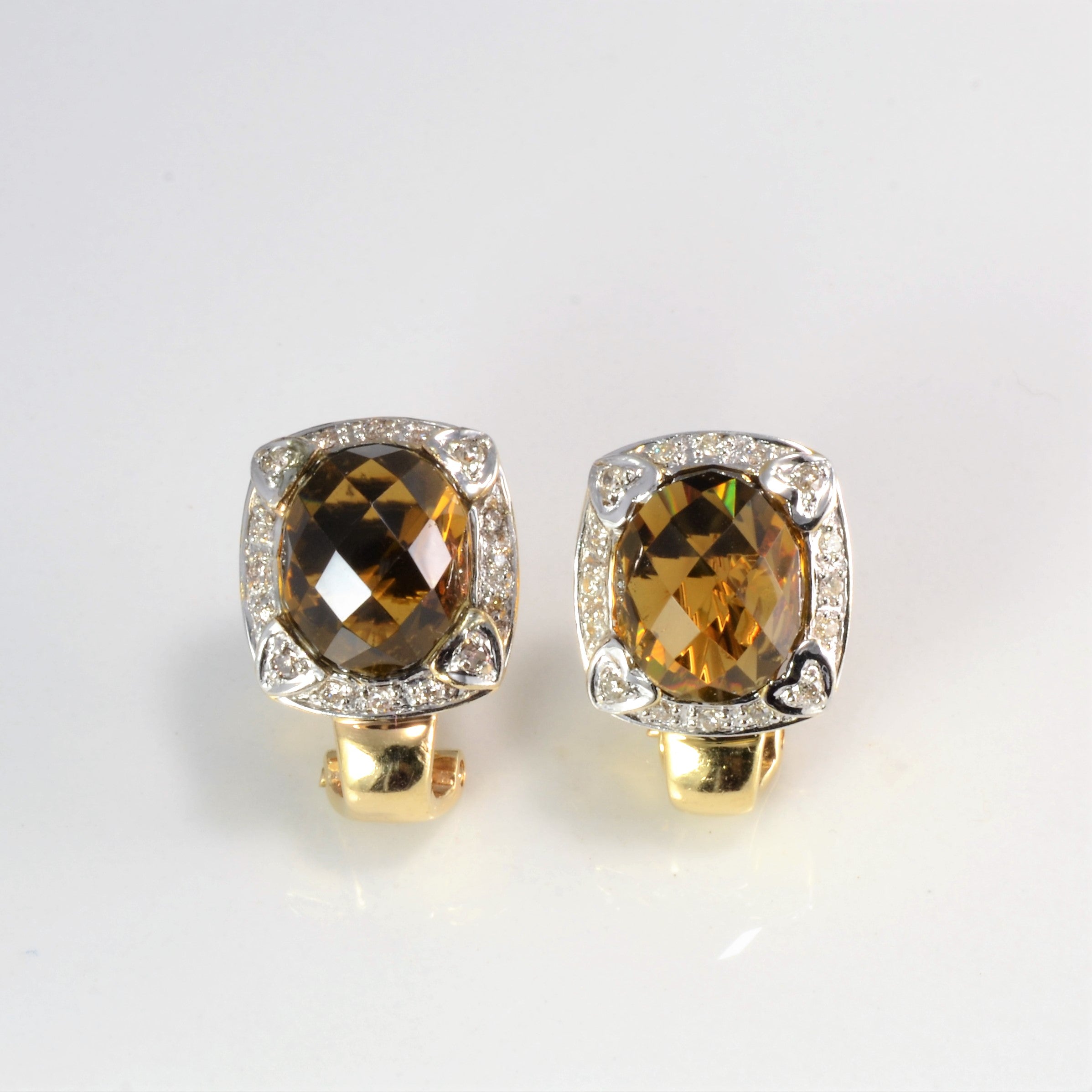 Smokey Quartz & Diamond Clip Back Earrings | 0.20 ctw |