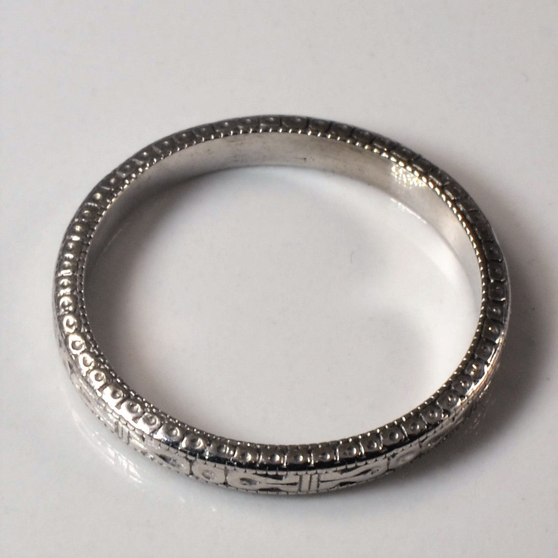 18k White Gold Detailed Band | SZ 6.5 |