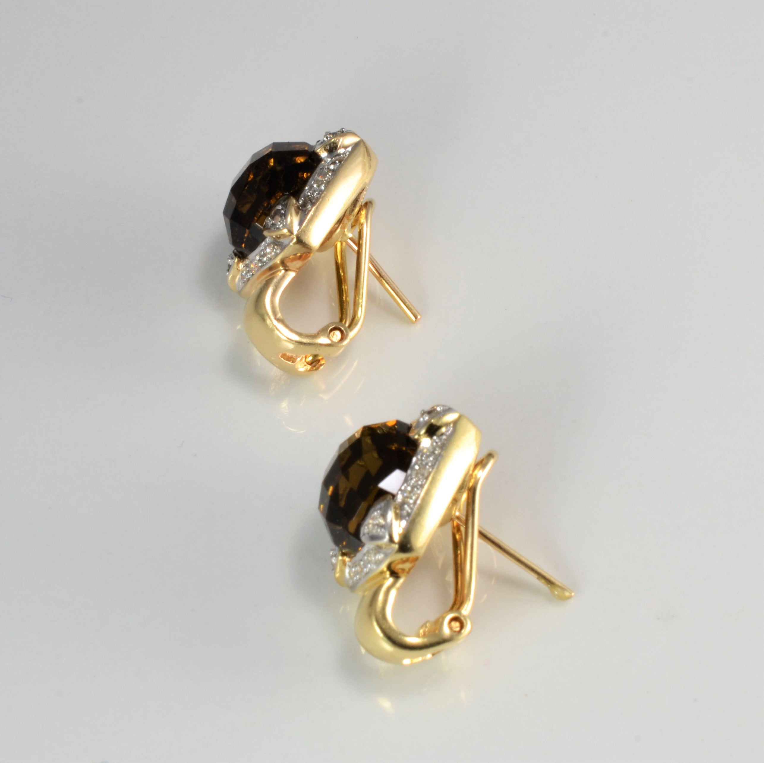 Smokey Quartz & Diamond Clip Back Earrings | 0.20 ctw |