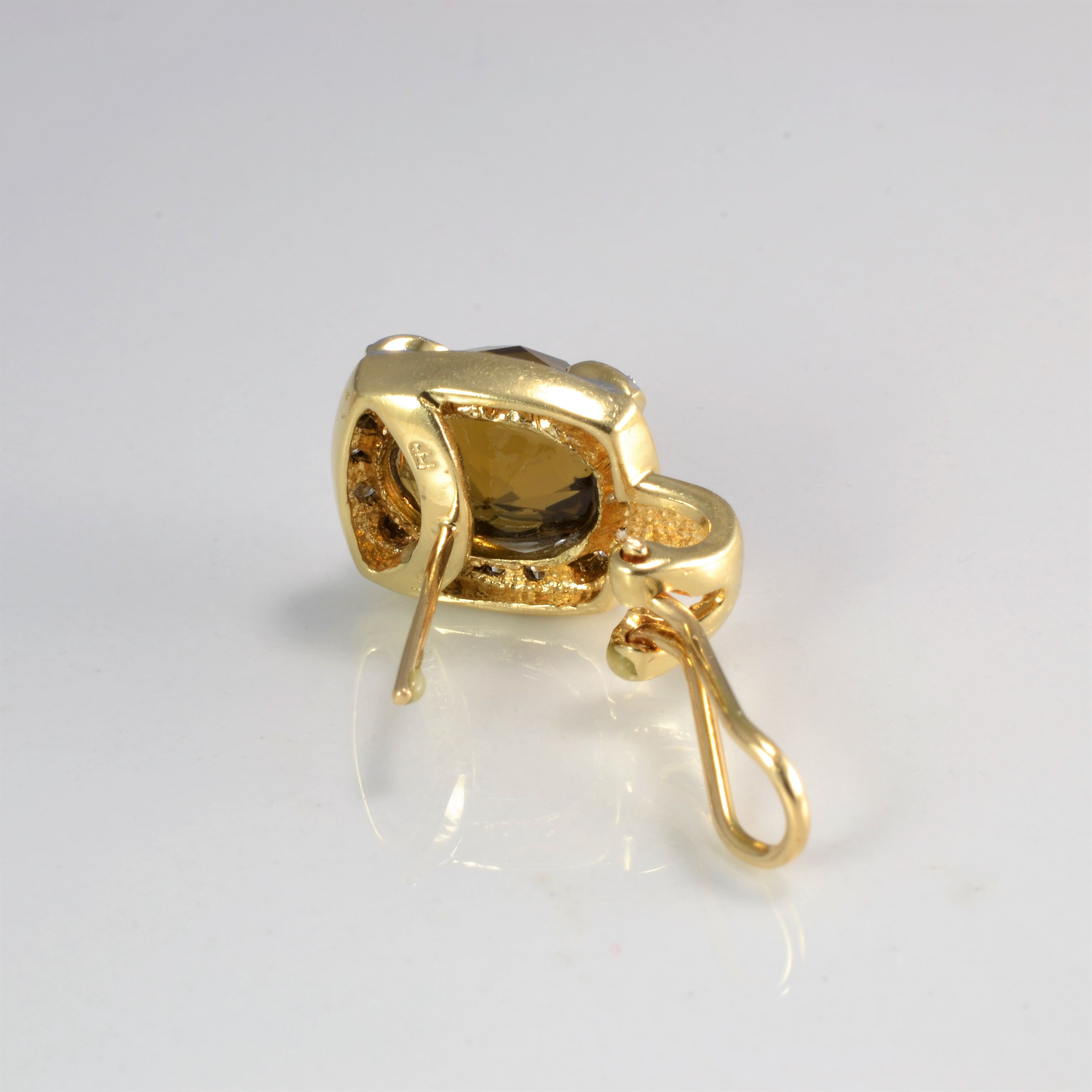 Smokey Quartz & Diamond Clip Back Earrings | 0.20 ctw |