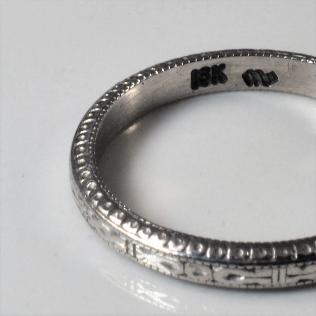 18k White Gold Detailed Band | SZ 6.5 |