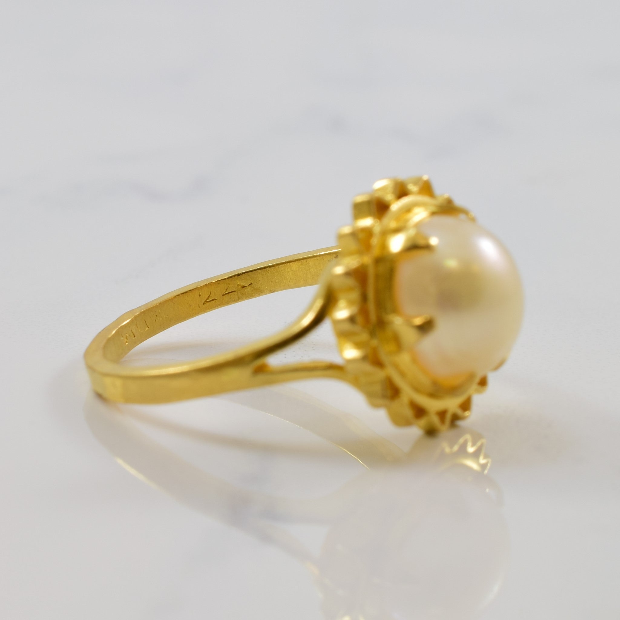 Wavy Halo Pearl Cocktail Ring | 4.34ct | SZ 8.25 |