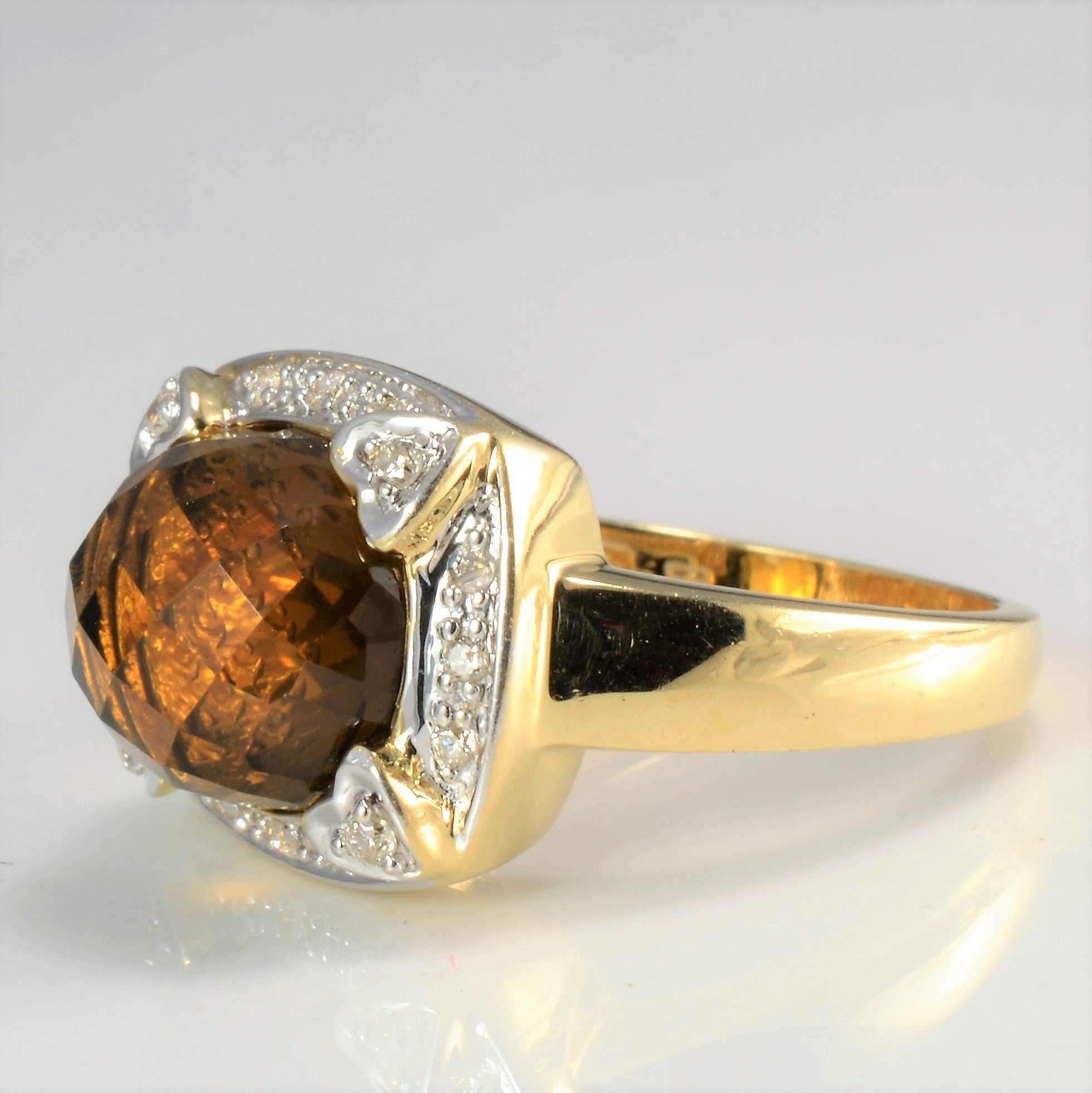Smokey Quartz & Diamond Cocktail Ring | 0.10 ctw, SZ 7 |