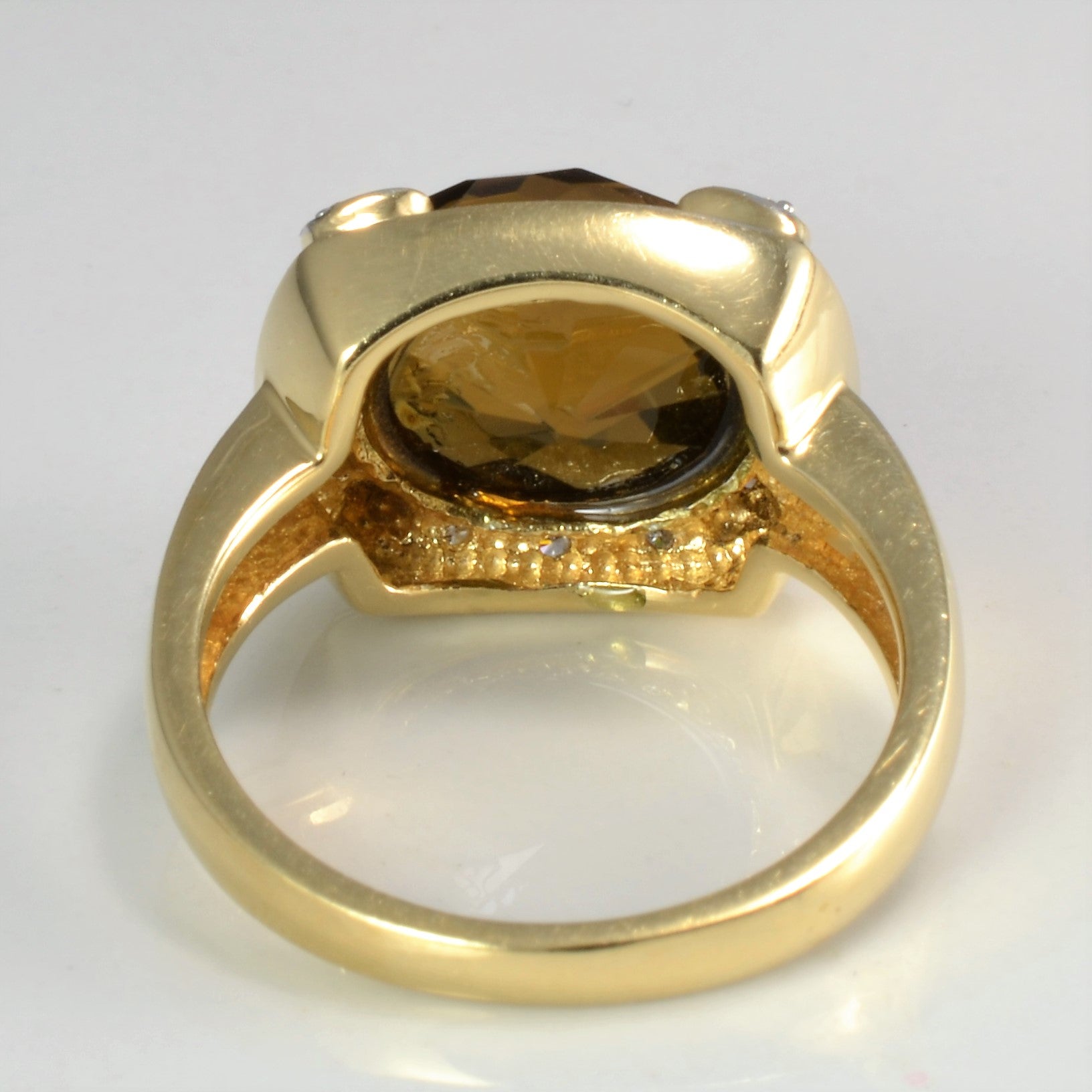 Smokey Quartz & Diamond Cocktail Ring | 0.10 ctw, SZ 7 |