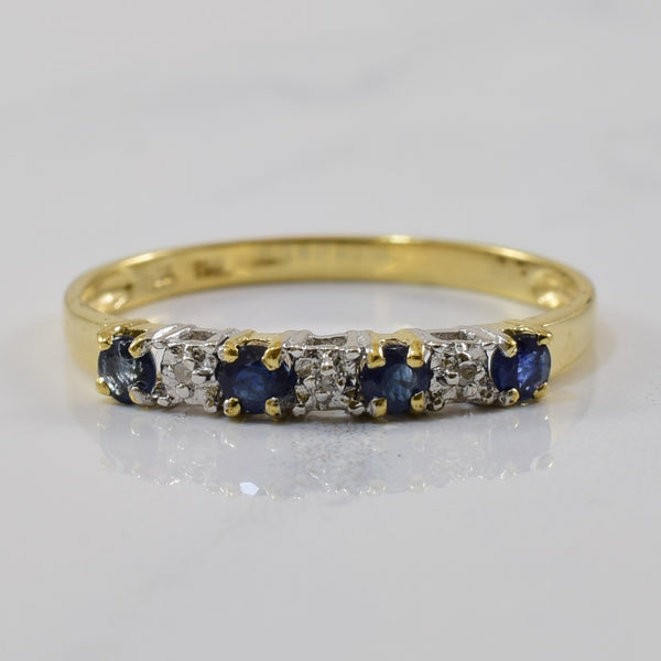 Alternating Blue Sapphire & Diamond Ring | 0.32ctw, 0.01ctw | SZ 9 |
