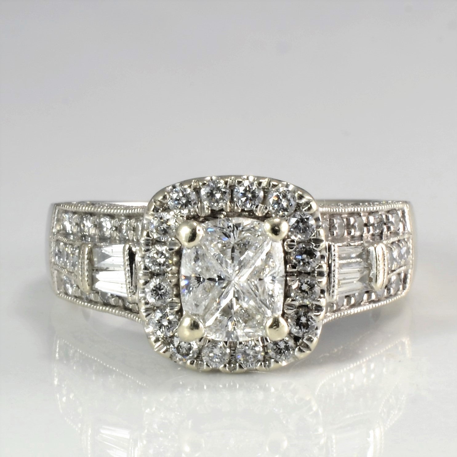 Multi Diamond Halo Engagement Ring | 1.20 ctw, SZ 6.5 |