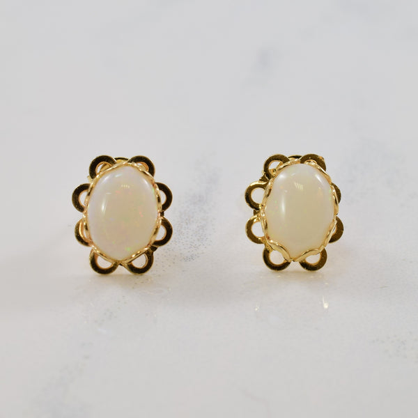 Opal Flower Halo Stud Earrings | 1.00ct |