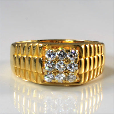 Cluster Diamond Textured Gold Ring | 0.49ctw | SZ 10.25 |