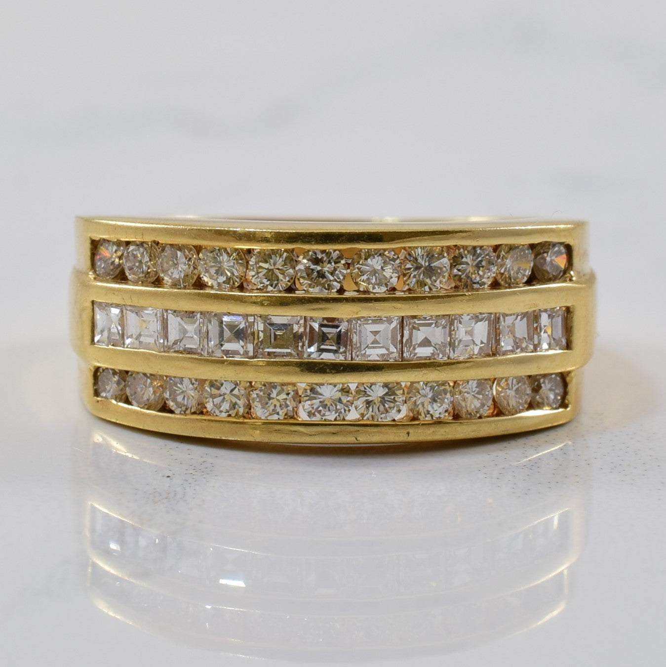 Triple Row Diamond Channel Ring | 0.85ctw | SZ 6.75 |