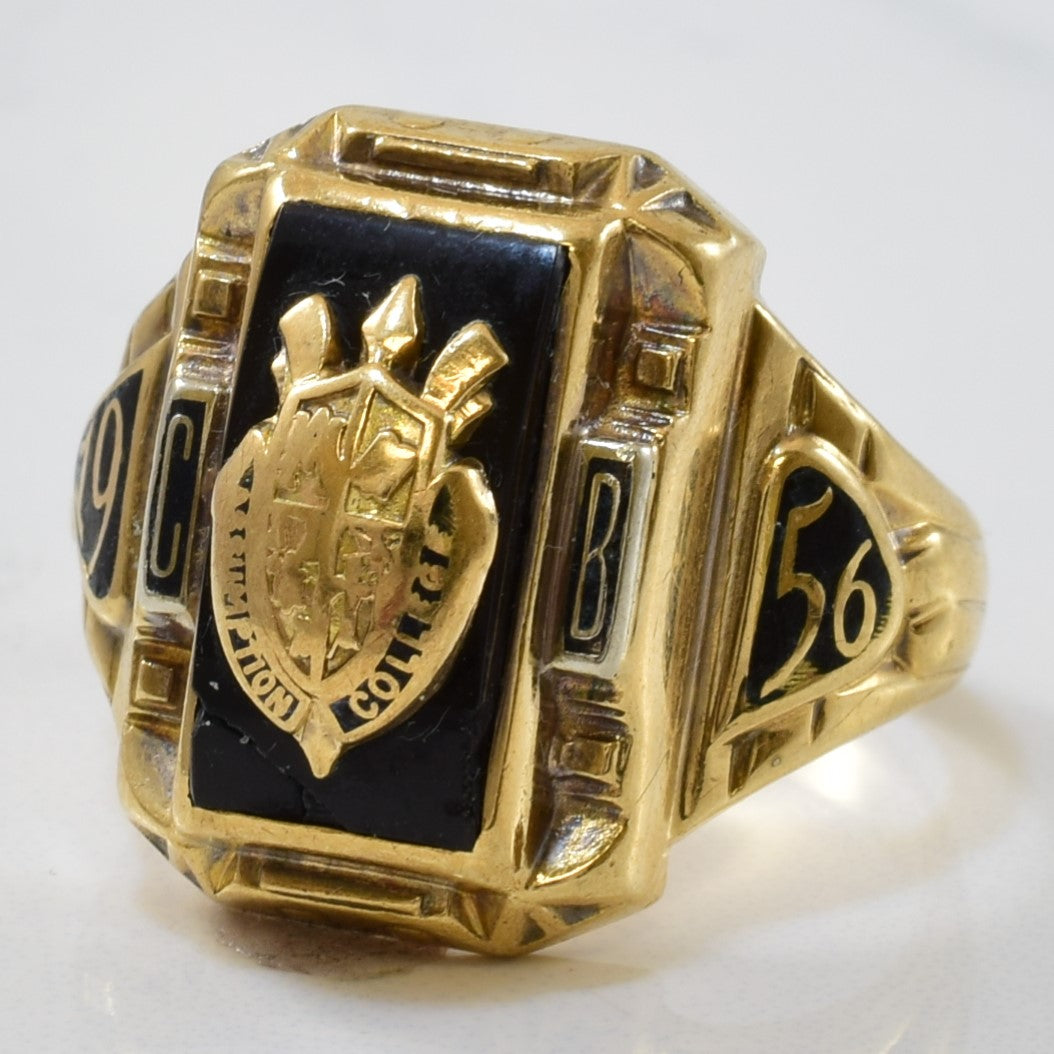 1956 Assumption College Black Onyx Graduation Ring | 1.80ct | SZ 8.25 |