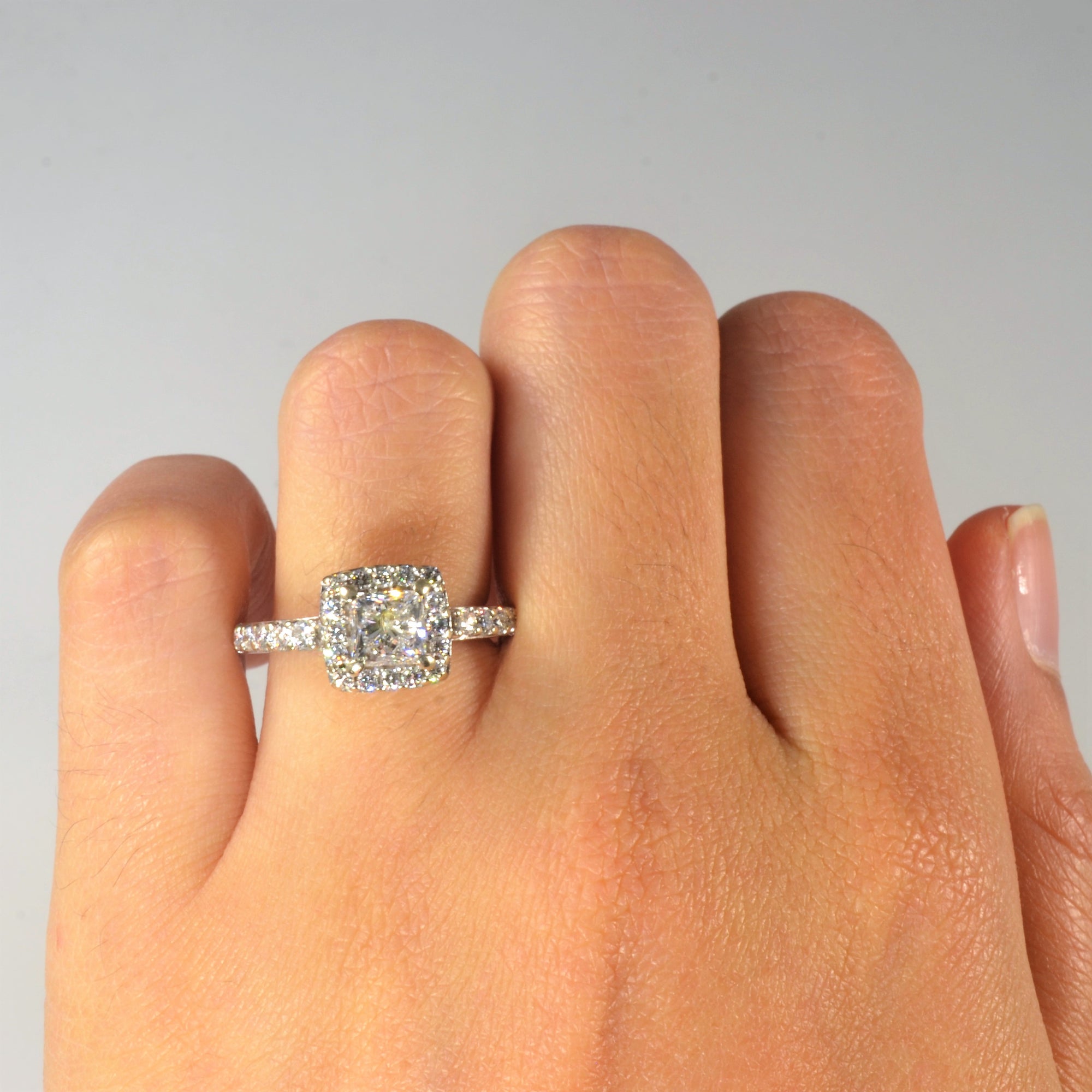Princess Halo Diamond Engagement Ring | 1.35ctw | SZ 5.25 |