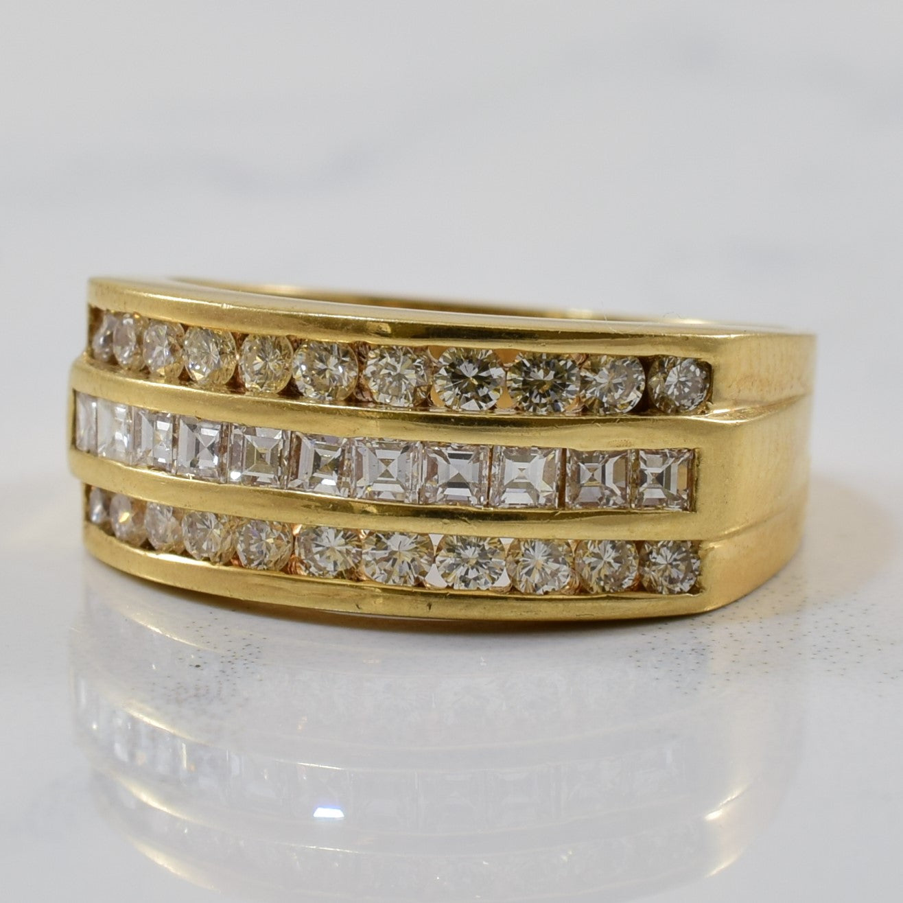 Triple Row Diamond Channel Ring | 0.85ctw | SZ 6.75 |